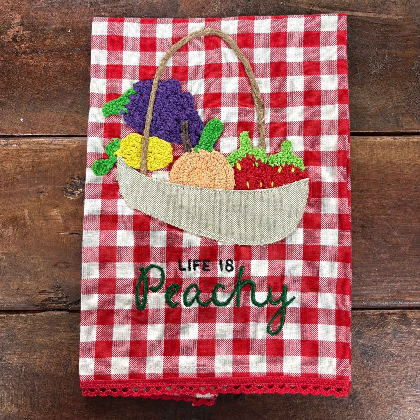 Peachy Crochet Towel - Mud Pie