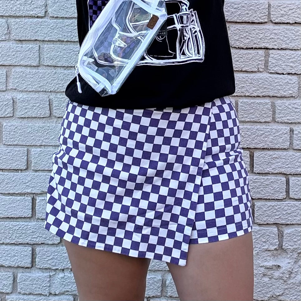 Checkered Purple Mini Skort - Mittoshop