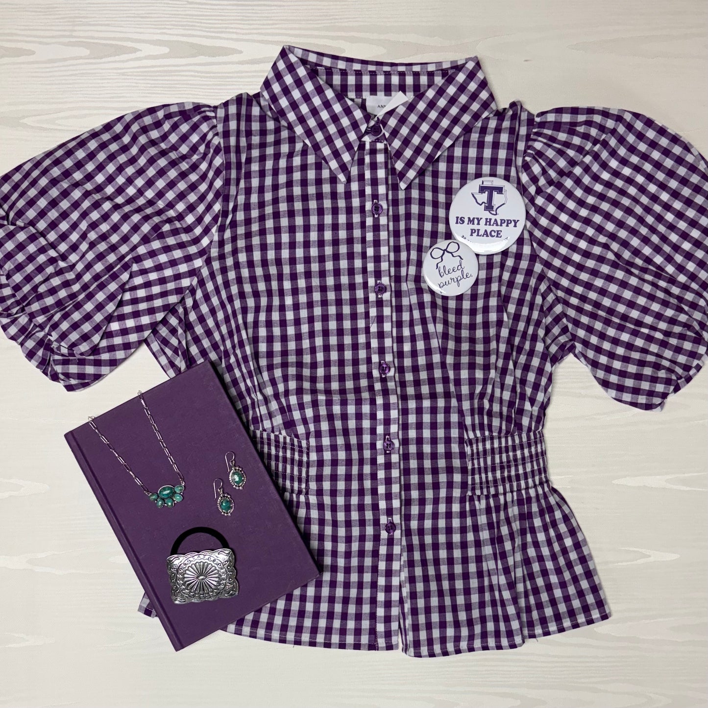 Purple Gameday Gingham Top - Vanilla Monkey
