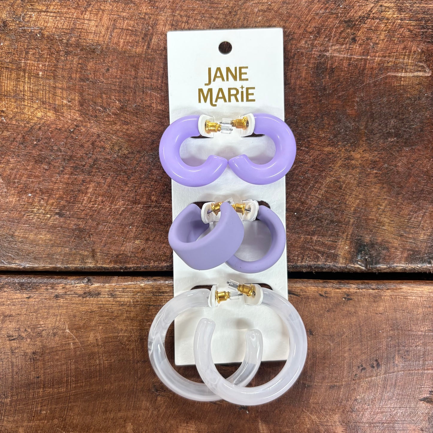 Set of 3 Purple Hoop Earrings - Jane Marie