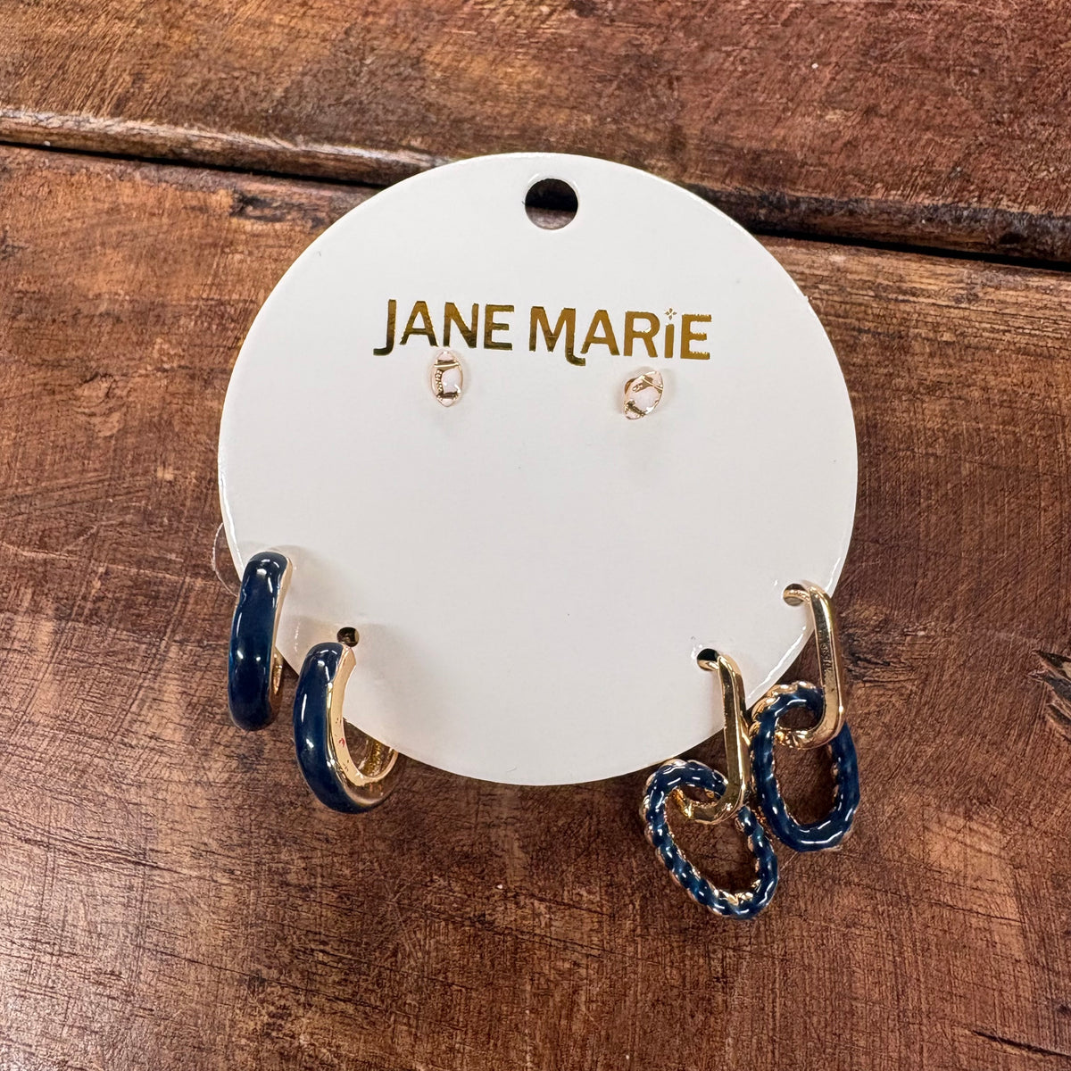 Set of 3 Navy Earrings - Jane Marie