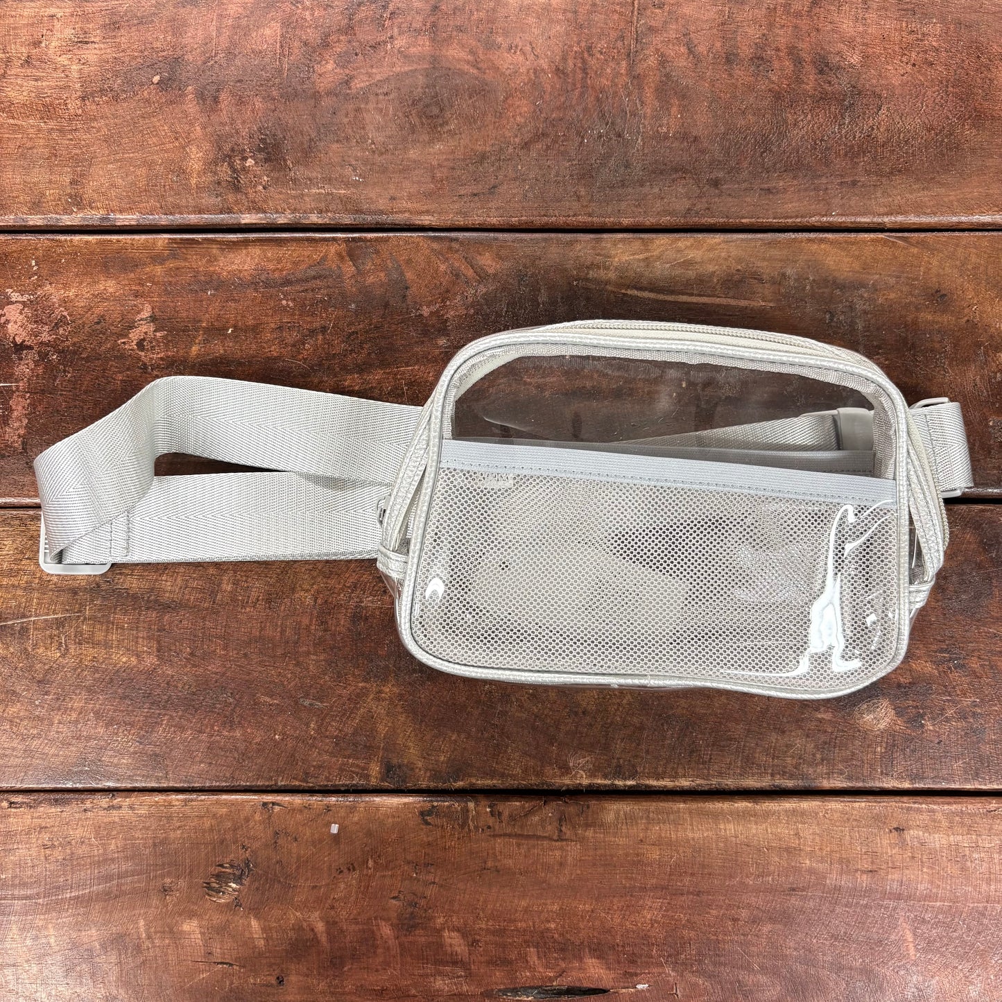 Silver Crossbody Bag with Mesh Pocket - Hana