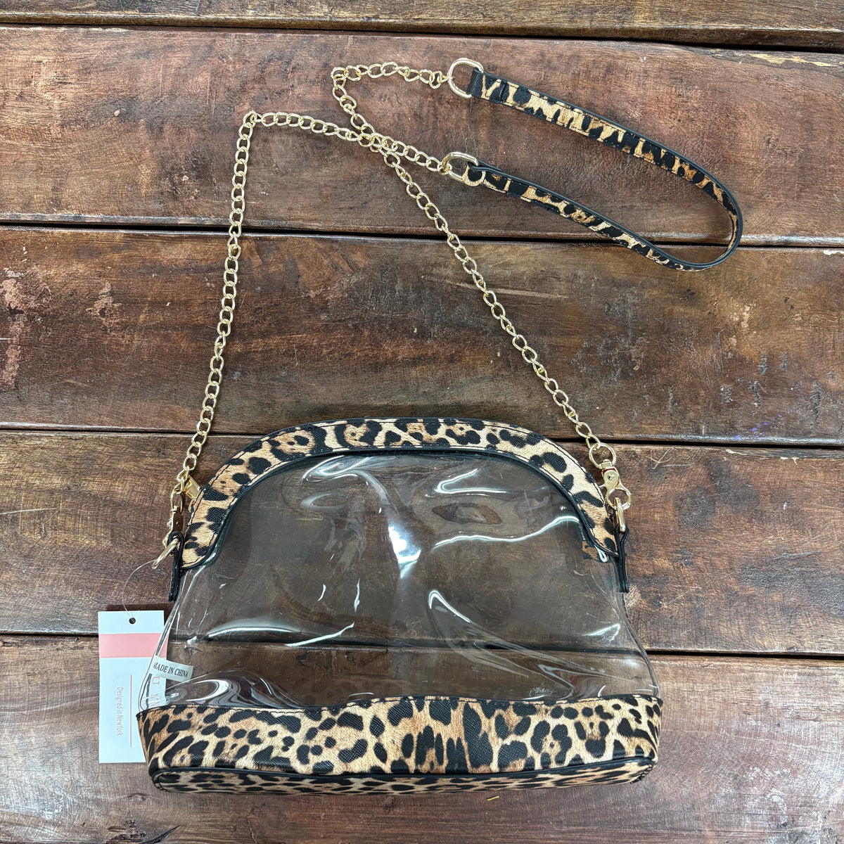 Round Top Clear Leopard Purse - Hana