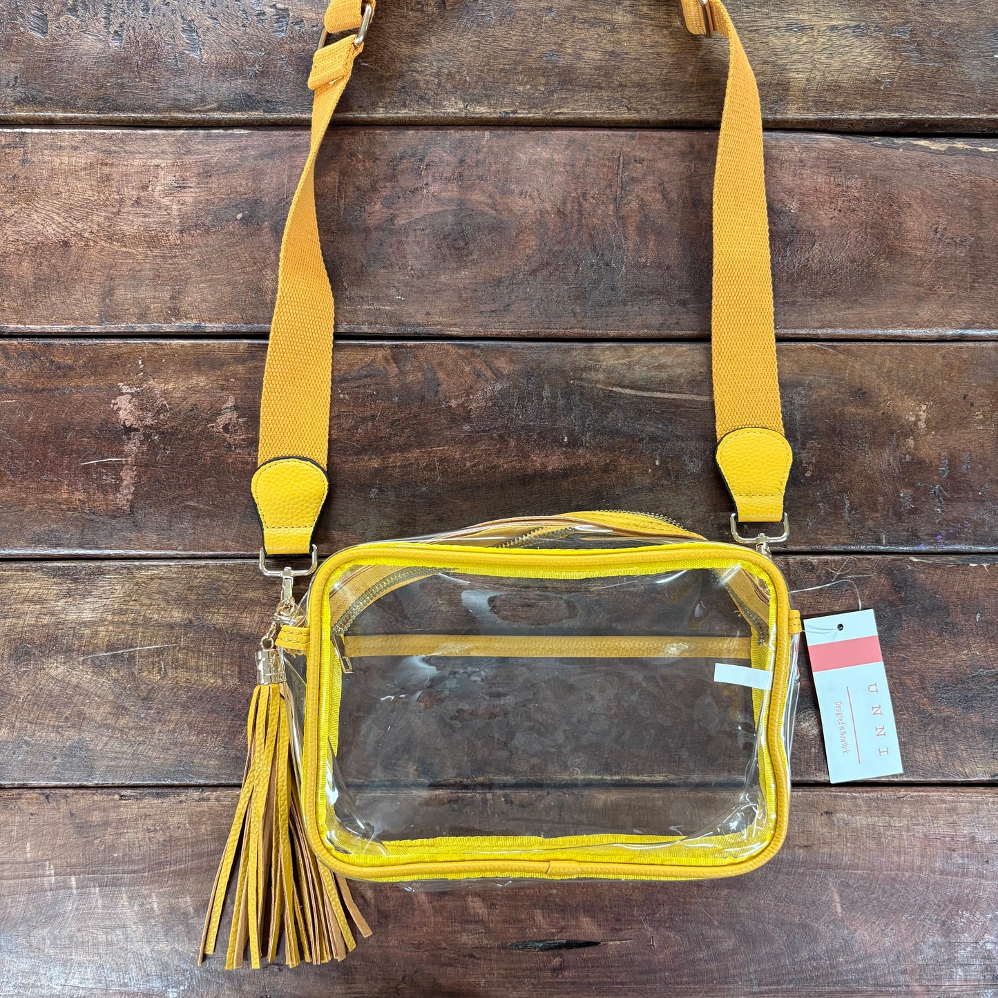 Mustard Tassel Clear Purse - Hana