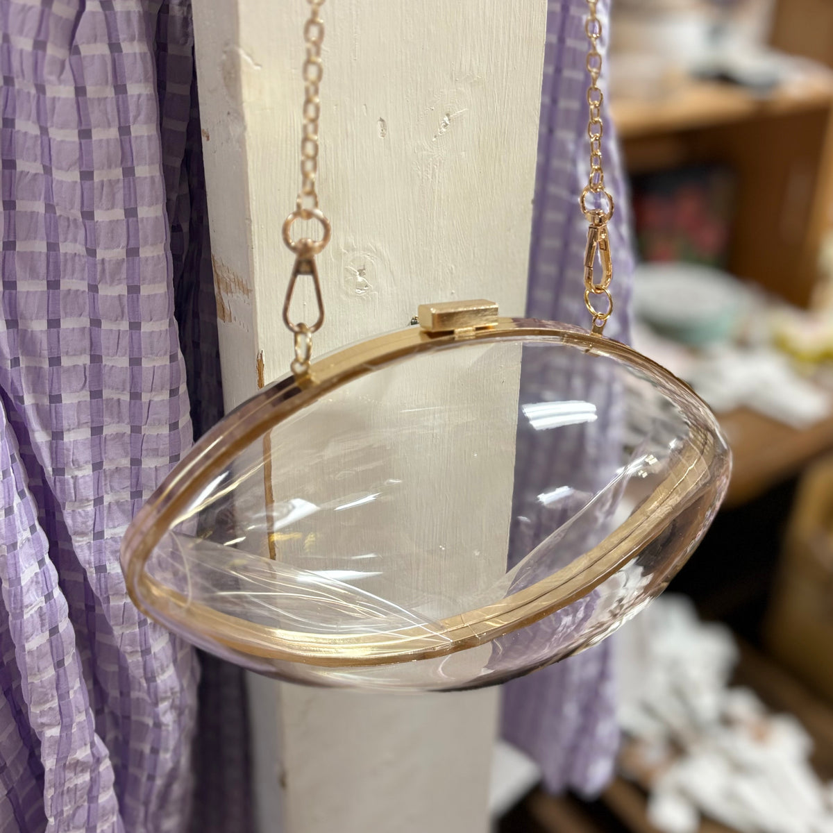 Clear Acrylic Football Shaped Clutch - Hana