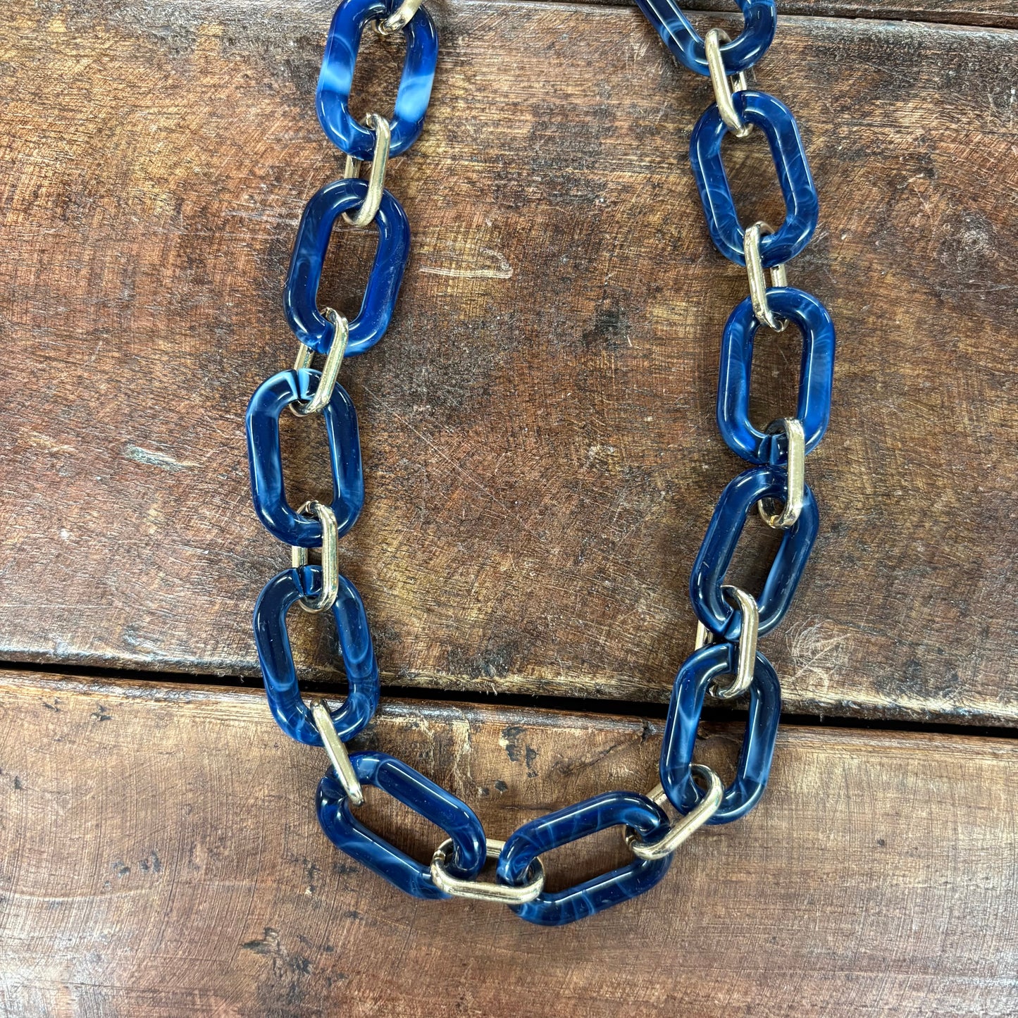 Mallory Marbled Resin Navy Necklace - Canvas Style