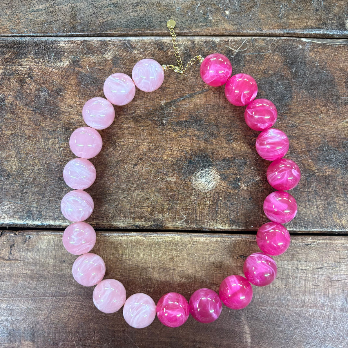 Two Tone Pink Candy Dot Necklace - PPTX