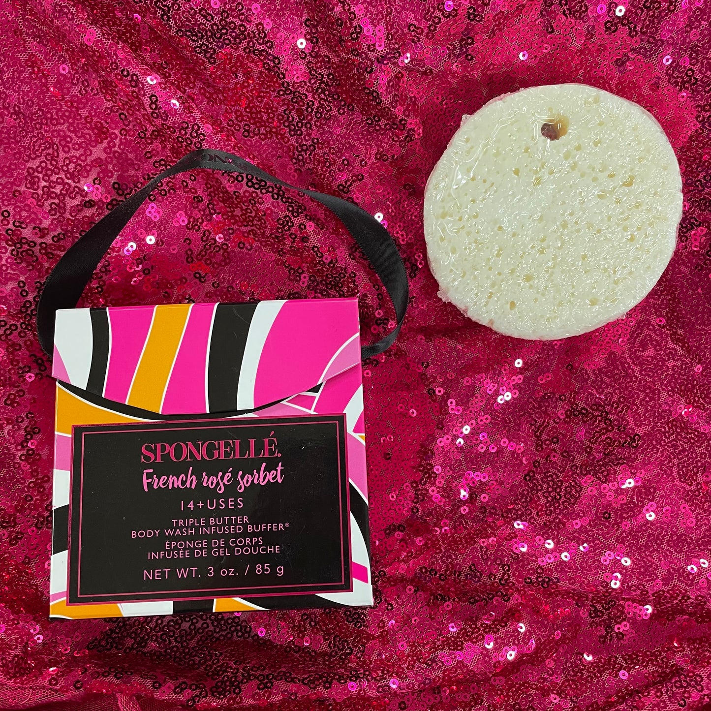 "French Rose Sorbet" Body Wash Buffer -Spongelle