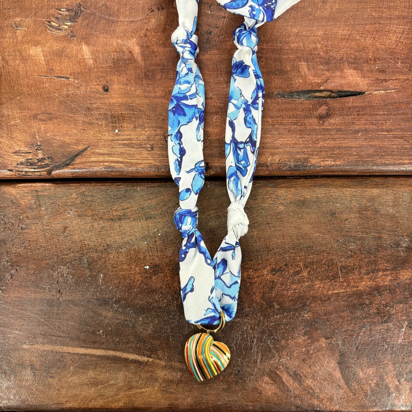 Blue Scarf Necklace With Charm - Girlie Girl Originals