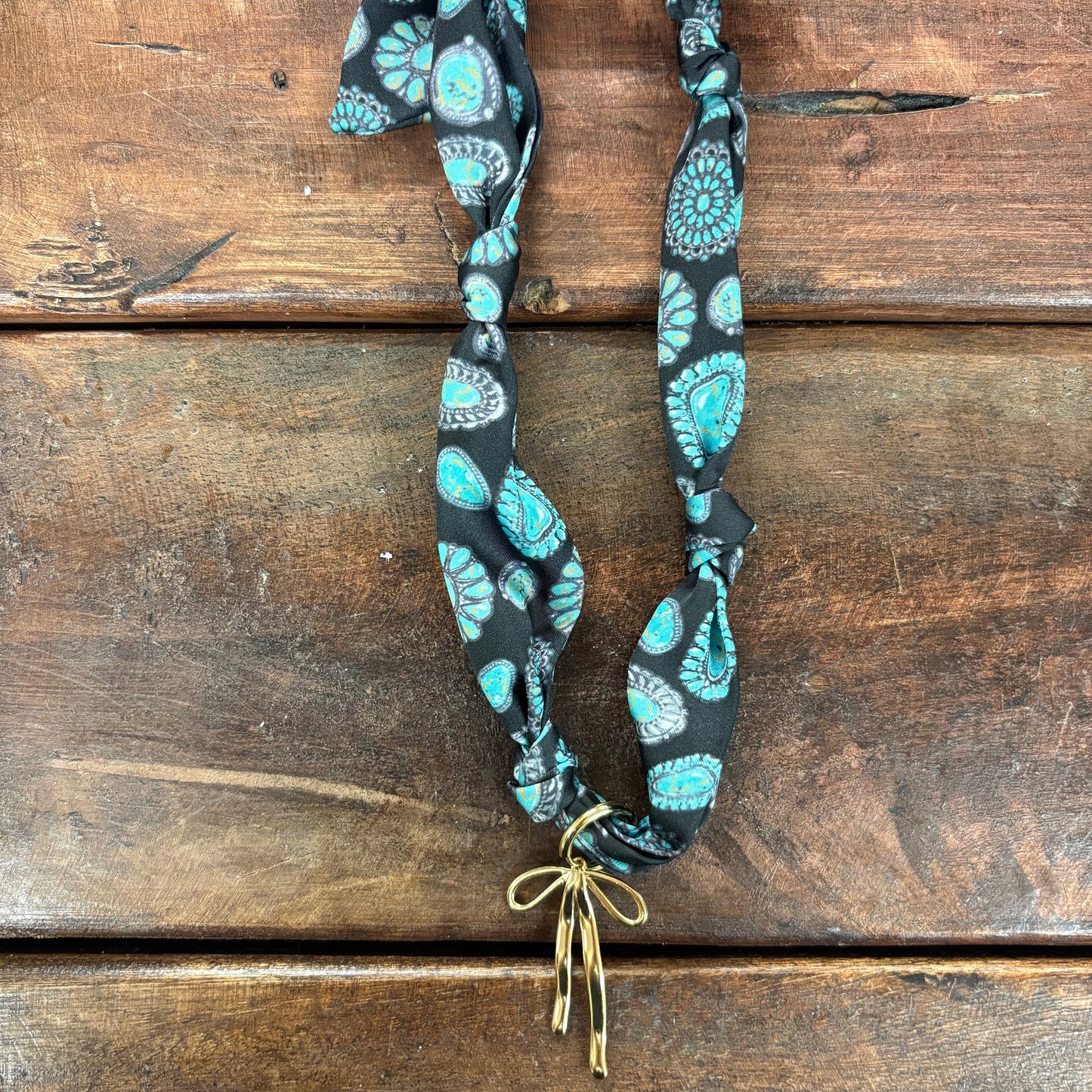 Black and Turquoise Scarf Necklace - Girlie Girl Originals