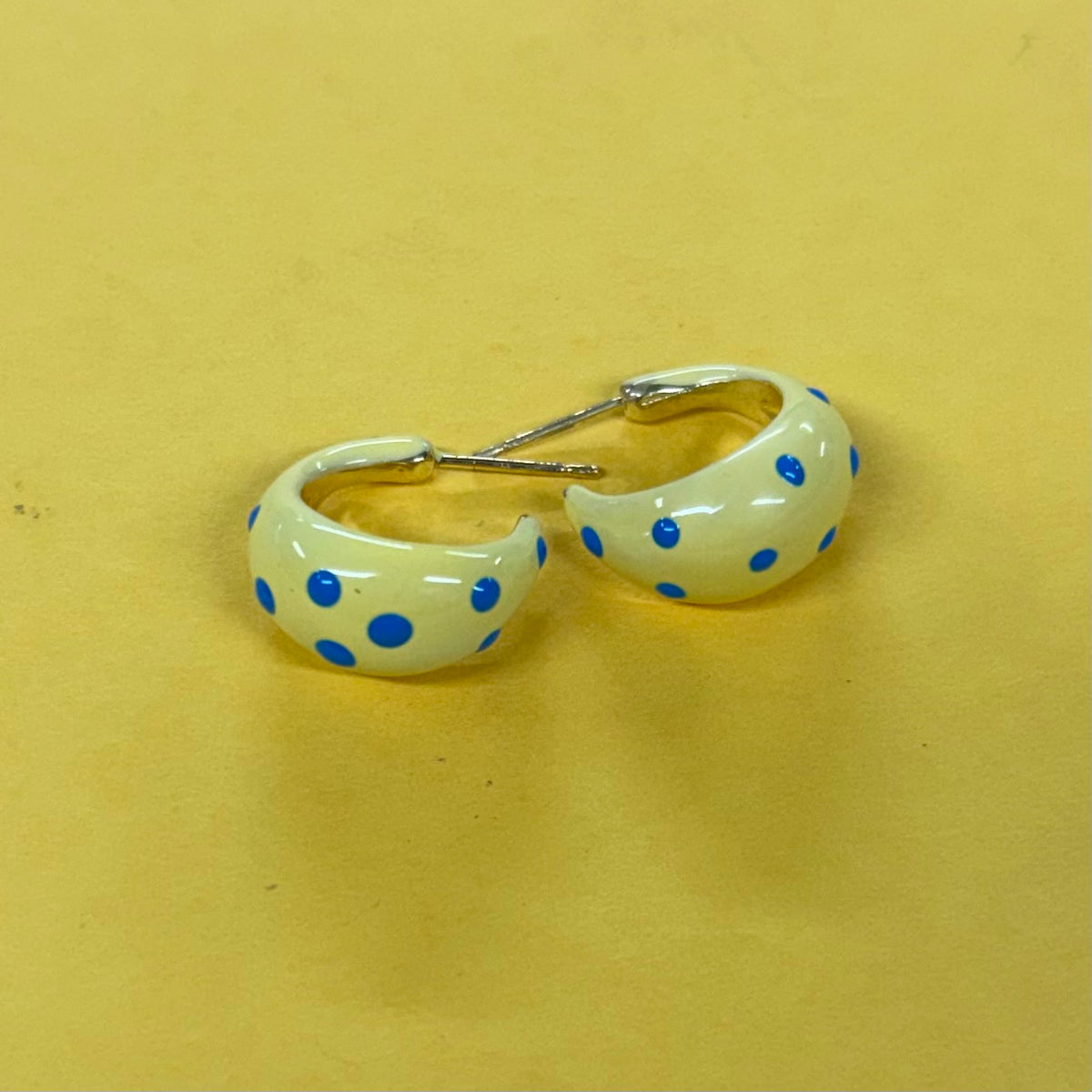 Blue and Yellow Polka Dot Earrings - JOSSLYN