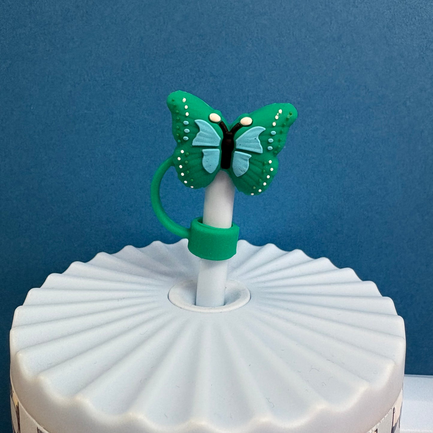Straw Topper - Green Butterfly