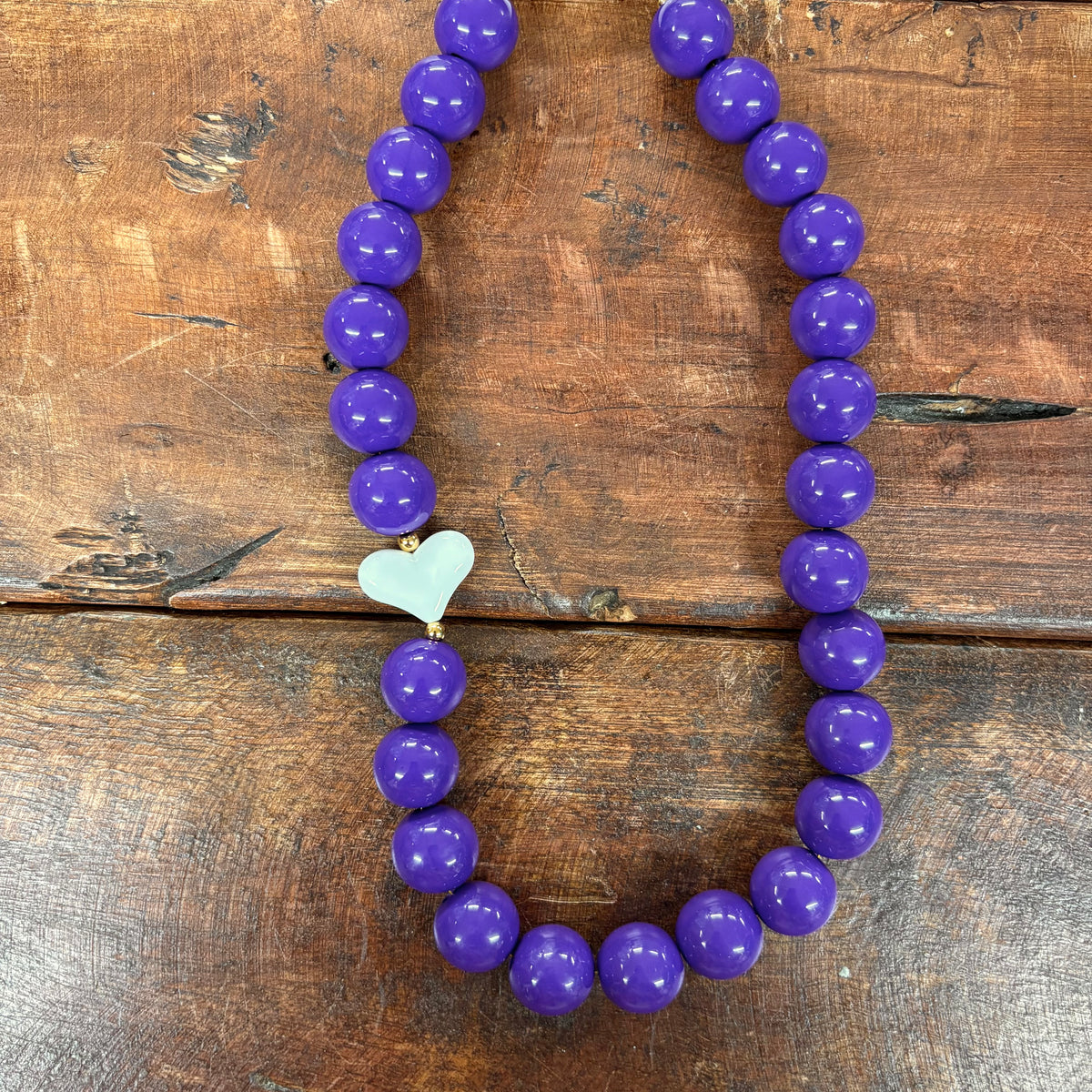 Purple Beaded Heart Necklace - H&A Art