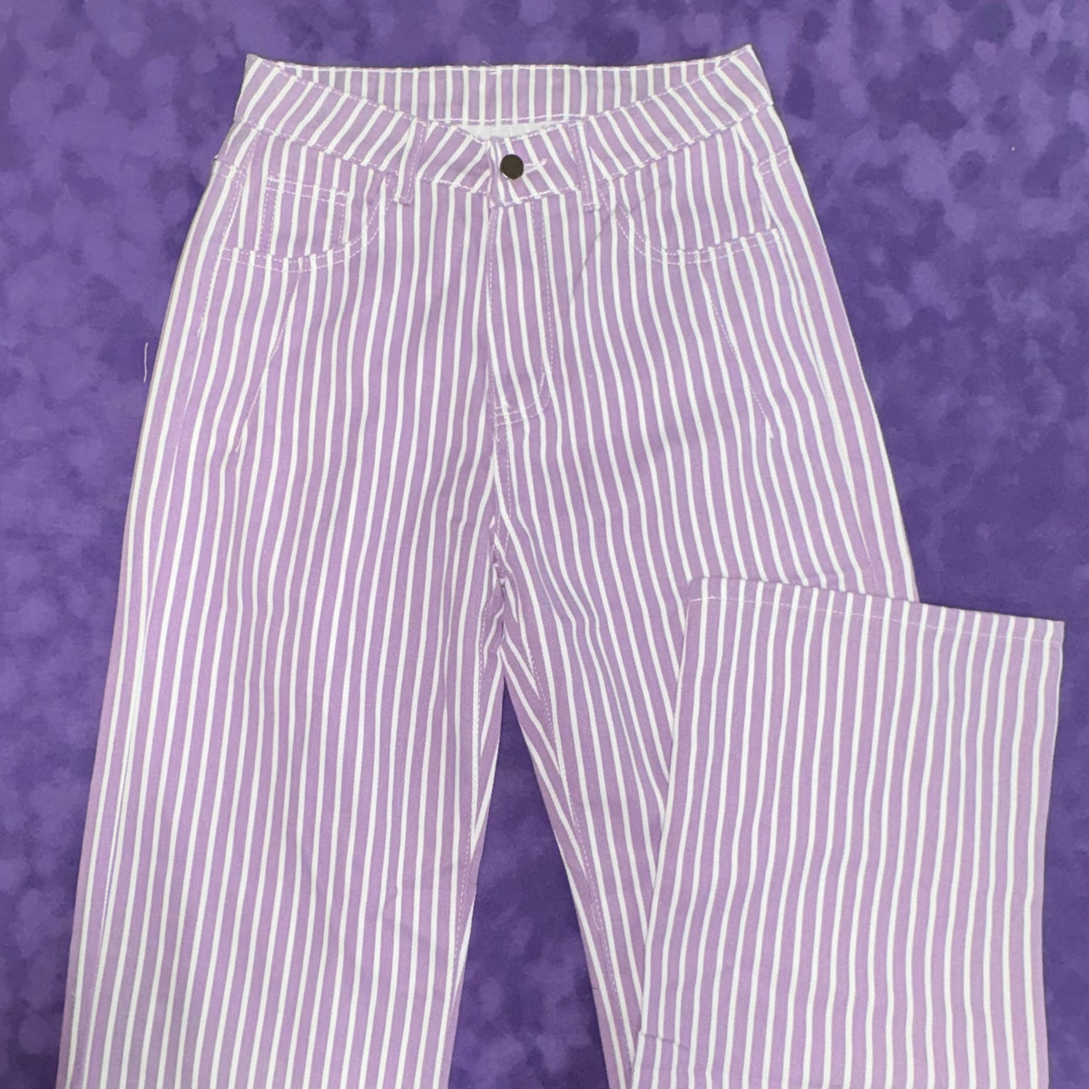 Purple Striped Straight Leg Jeans - Hiddenbrand