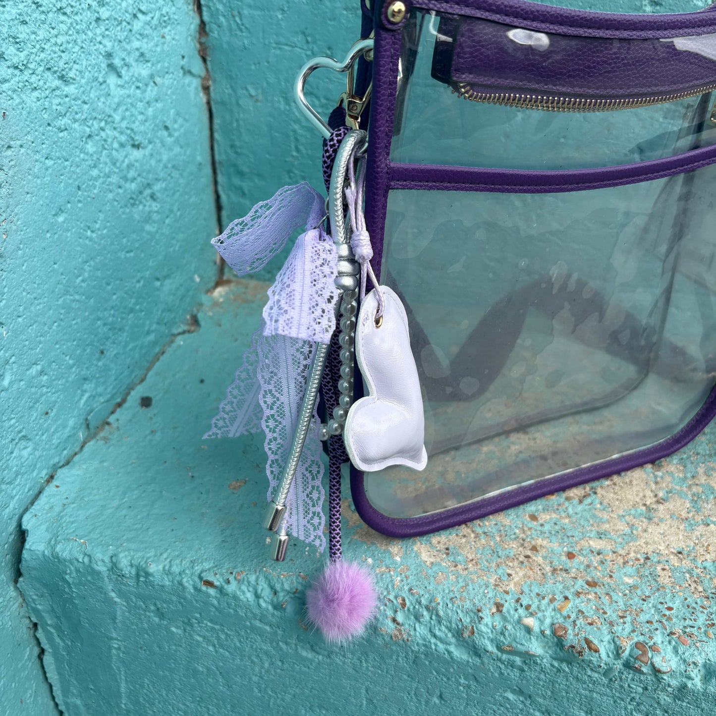 Purple Bow Pearl Bag Charm - Accity