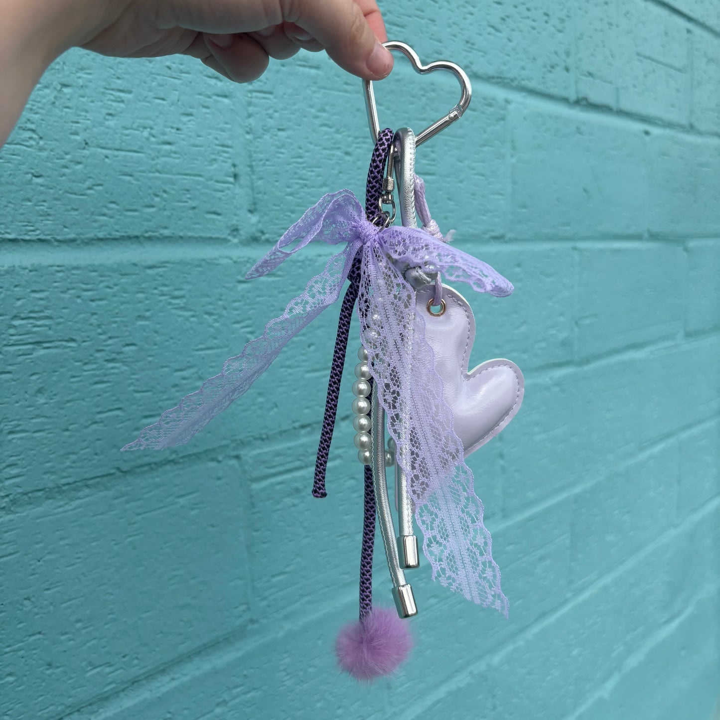 Purple Bow Pearl Bag Charm - Accity