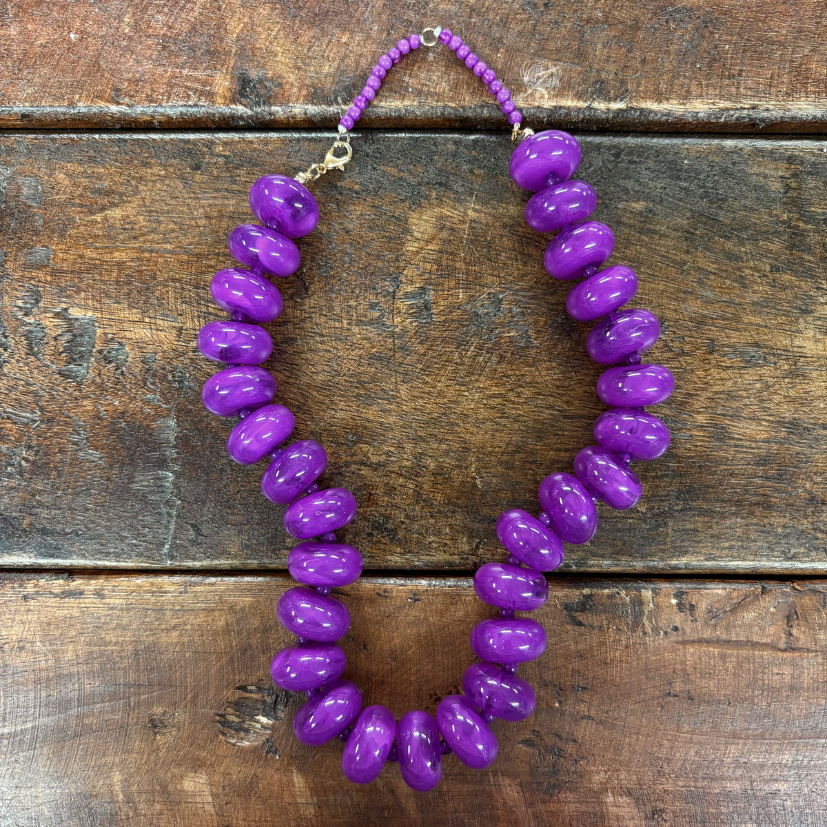 Bailey Chunky Beaded Purple Necklace - Gemelli