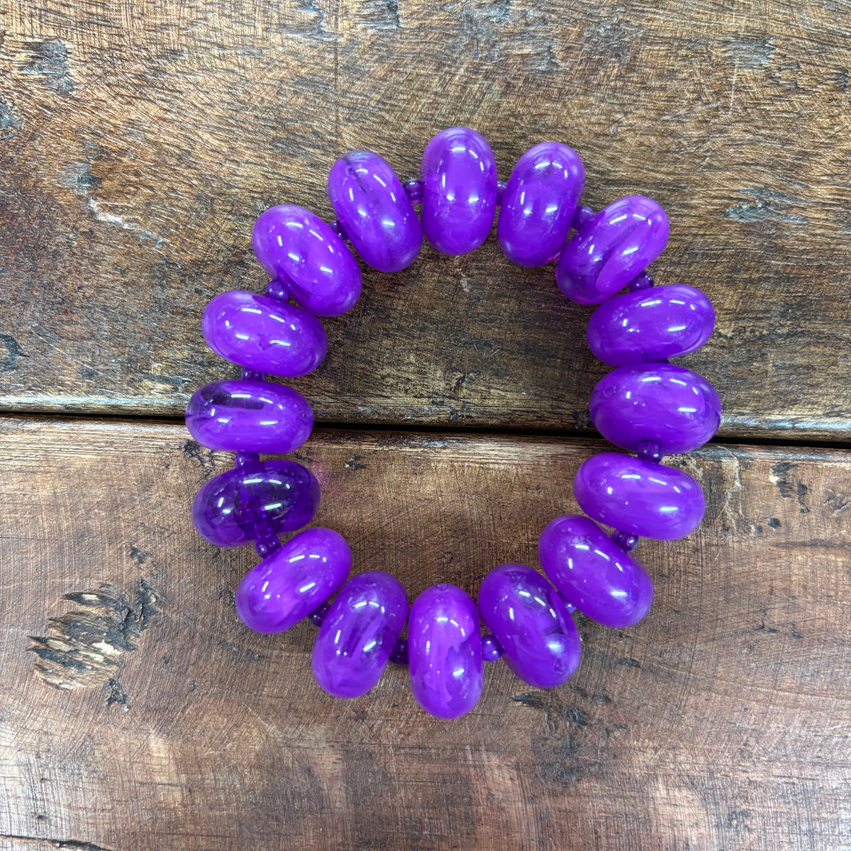 Purple Bora Chunky Stretch Bracelet - Gemelli