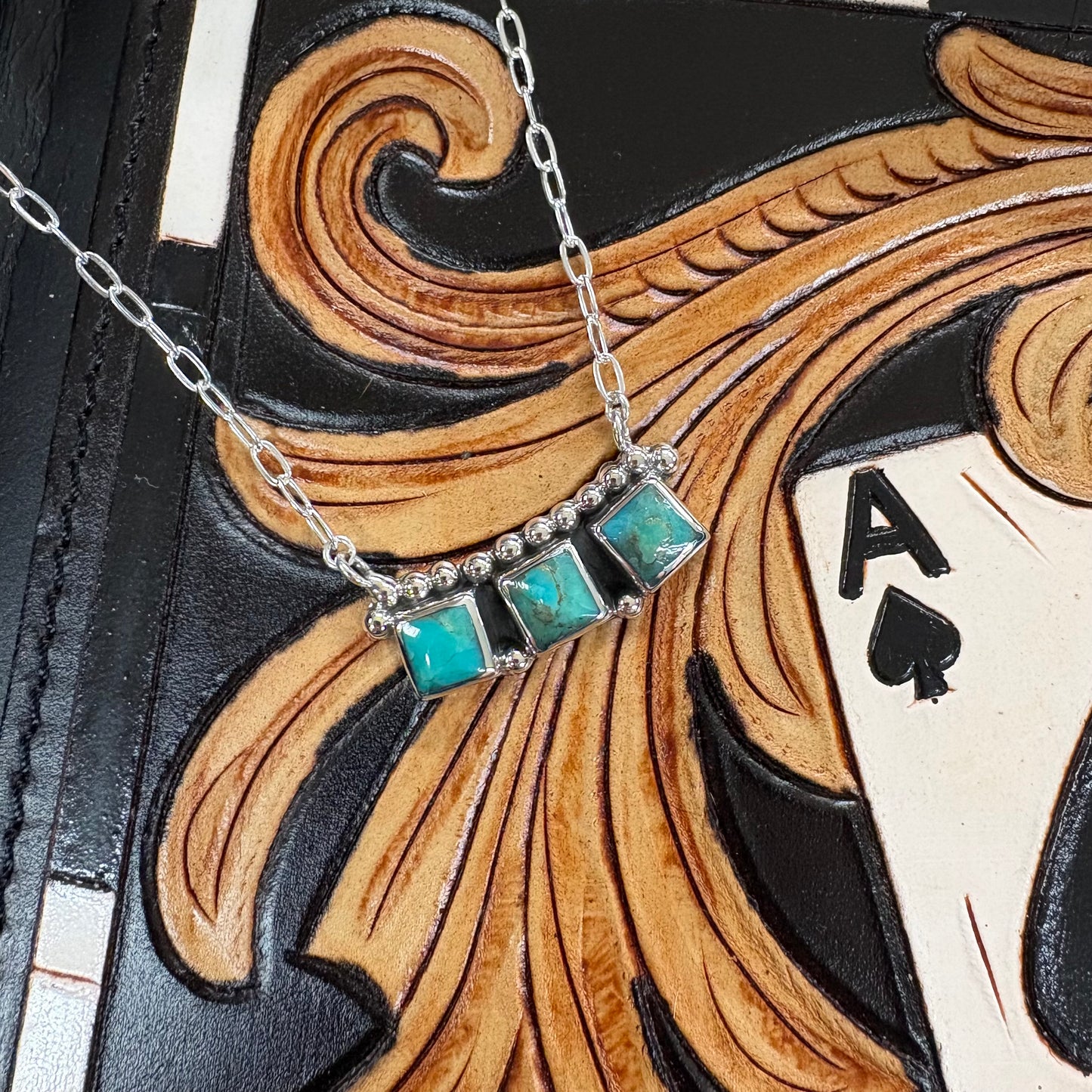 Turquoise Triple Square Necklace - Boho Sol