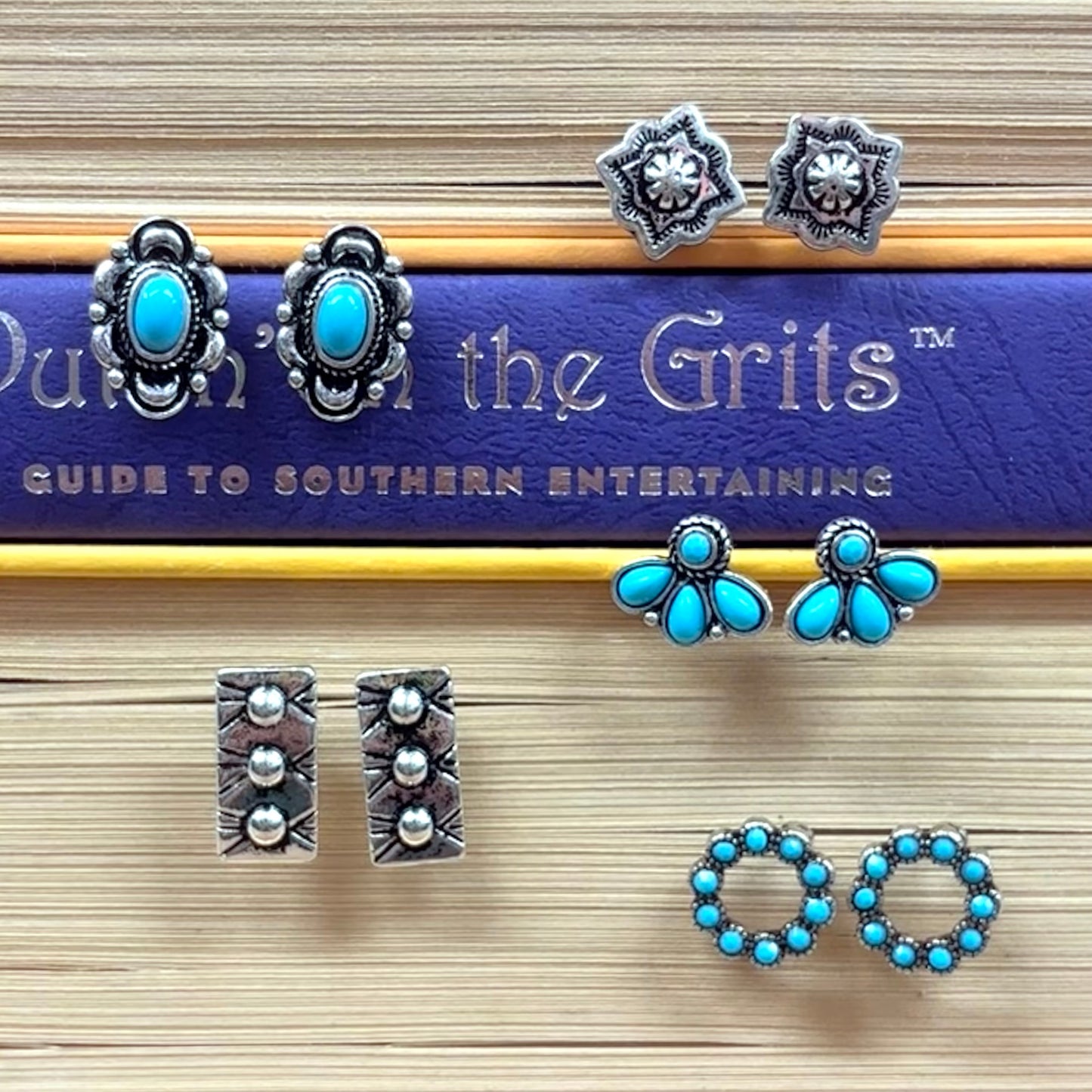 5 Pair Western Stud Earrings - Boho Ranch Shop