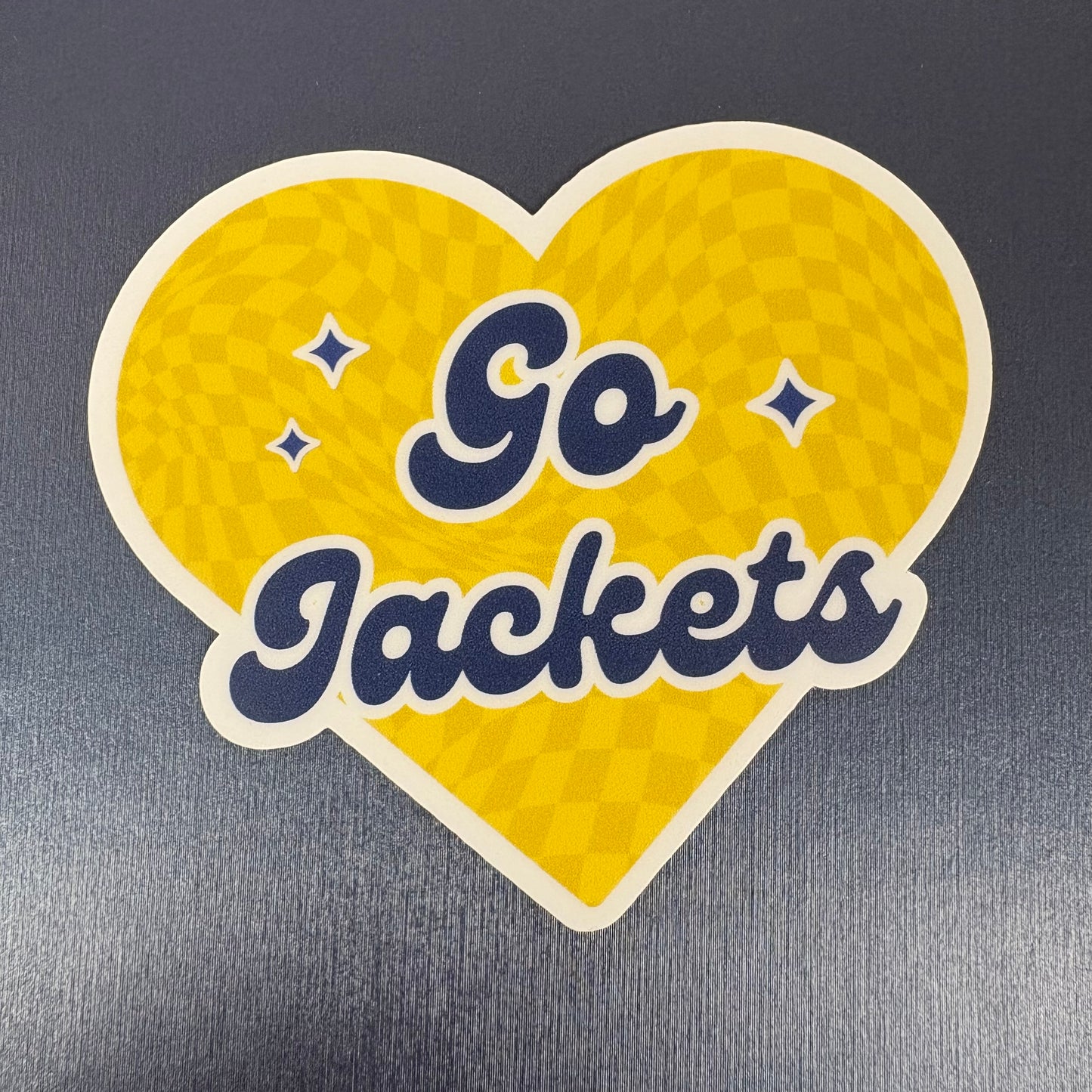 Go Jackets Checkered Heart Sticker