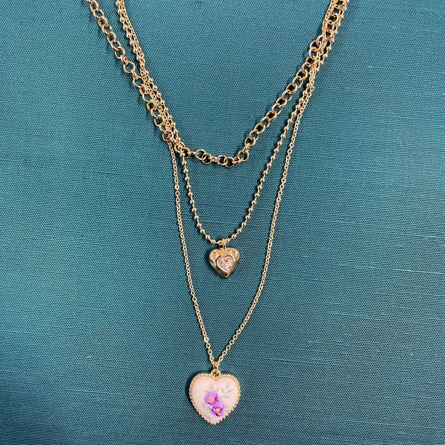 Floral Ceramic Heart Pendant Necklace - LBF