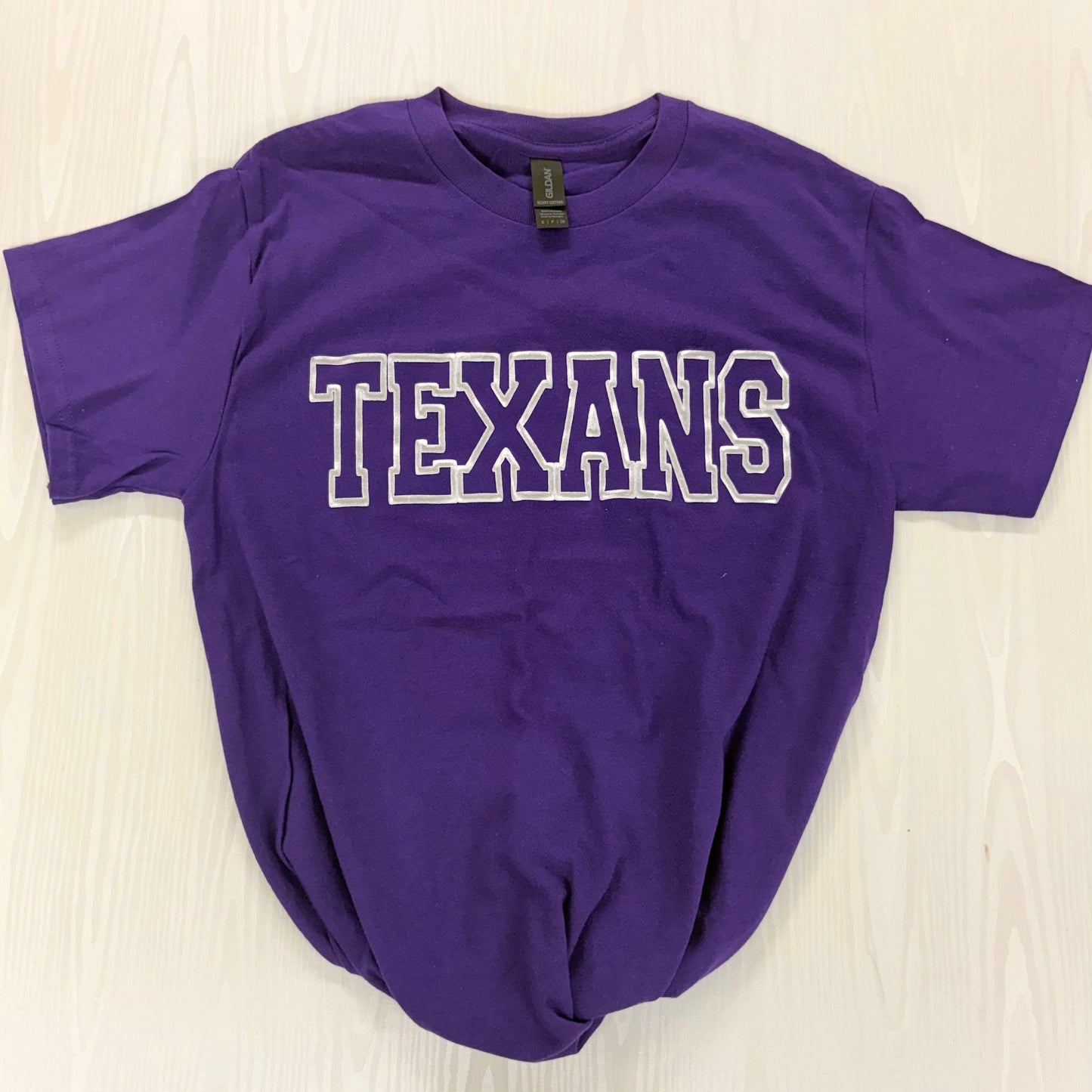 Puff Metallic Silver Texans Tee - Blessed Texas Mess