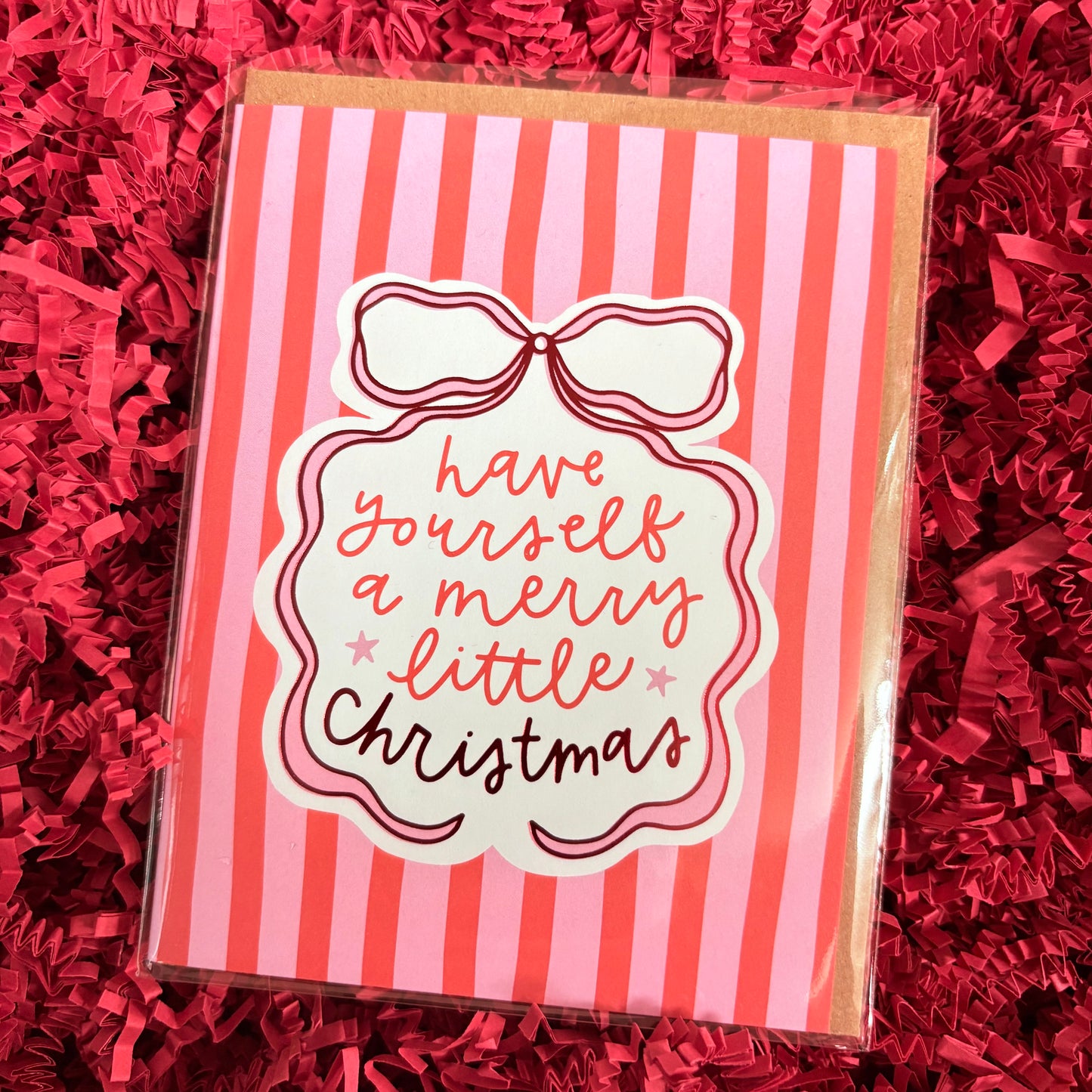 Merry Little Christmas Coquette Bow Card - Pippi Post
