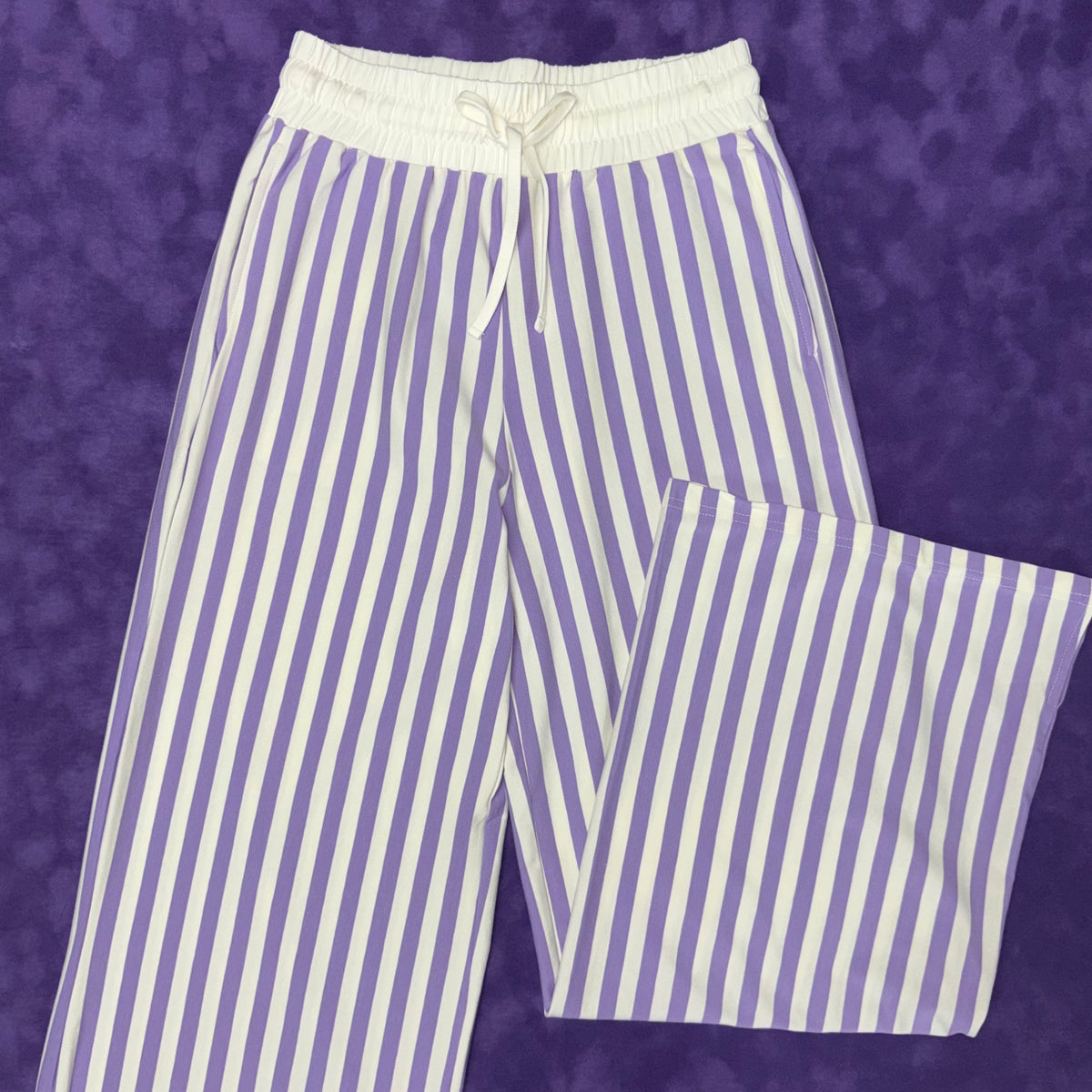 Lavender Vertical Striped Pants - Vanilla Monkey