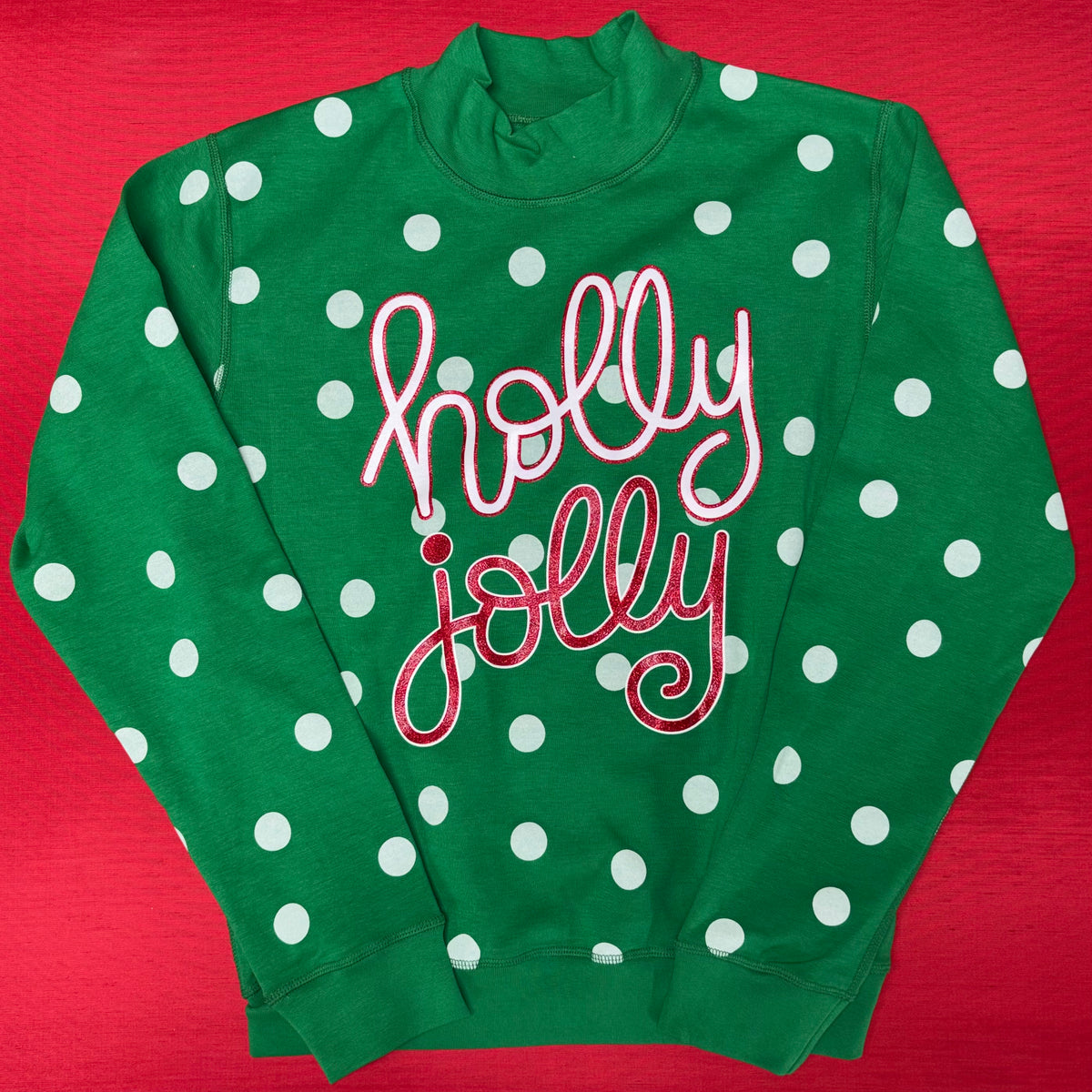 Holly Jolly Glitter Polka Dot Mock Neck - STAT