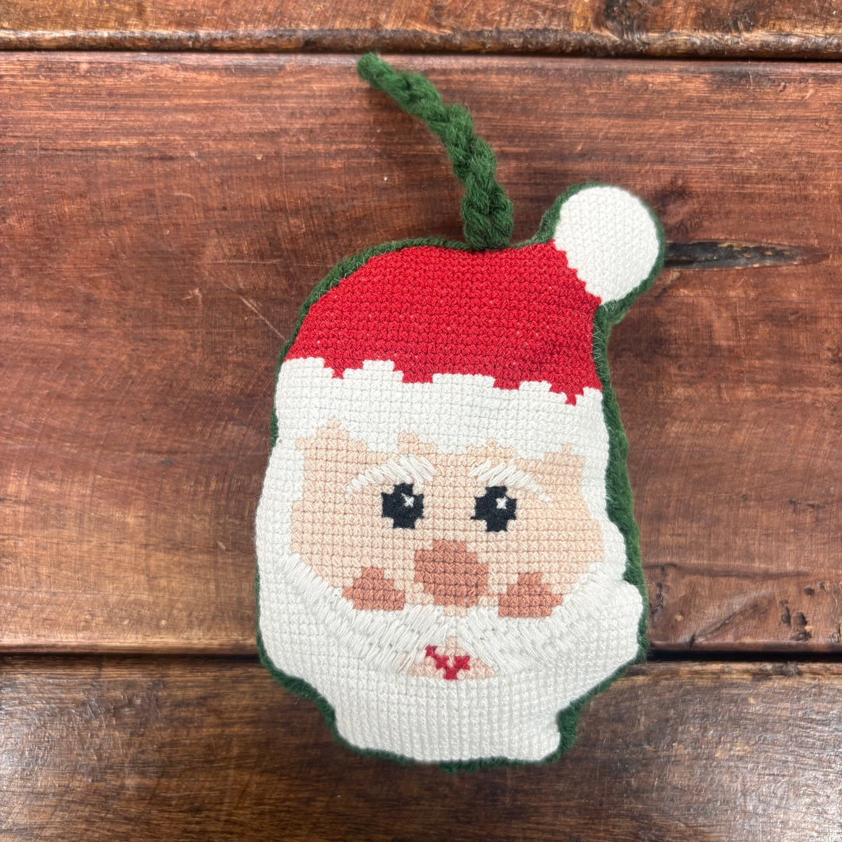 Santa Needlepoint Ornament - Mud Pie