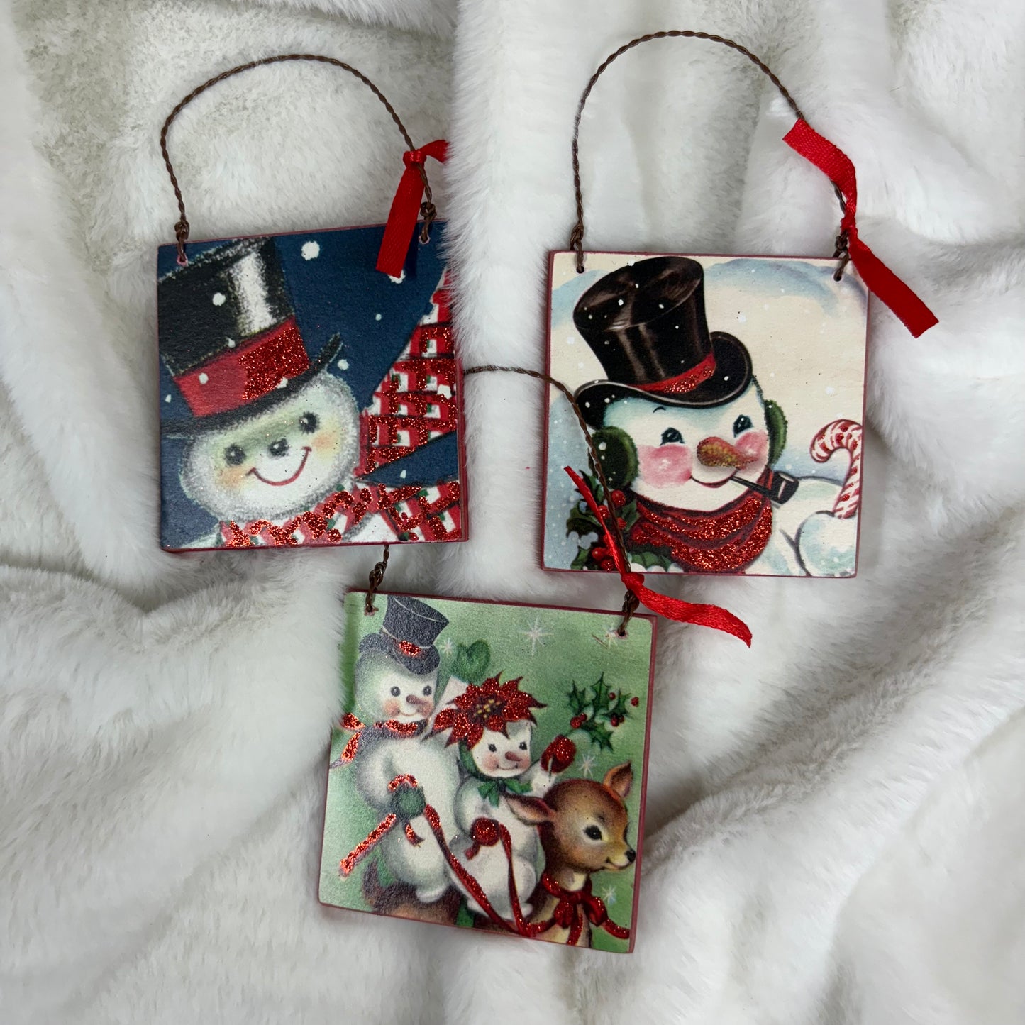 Retro Snowman Ornaments - Primitives By Kathy