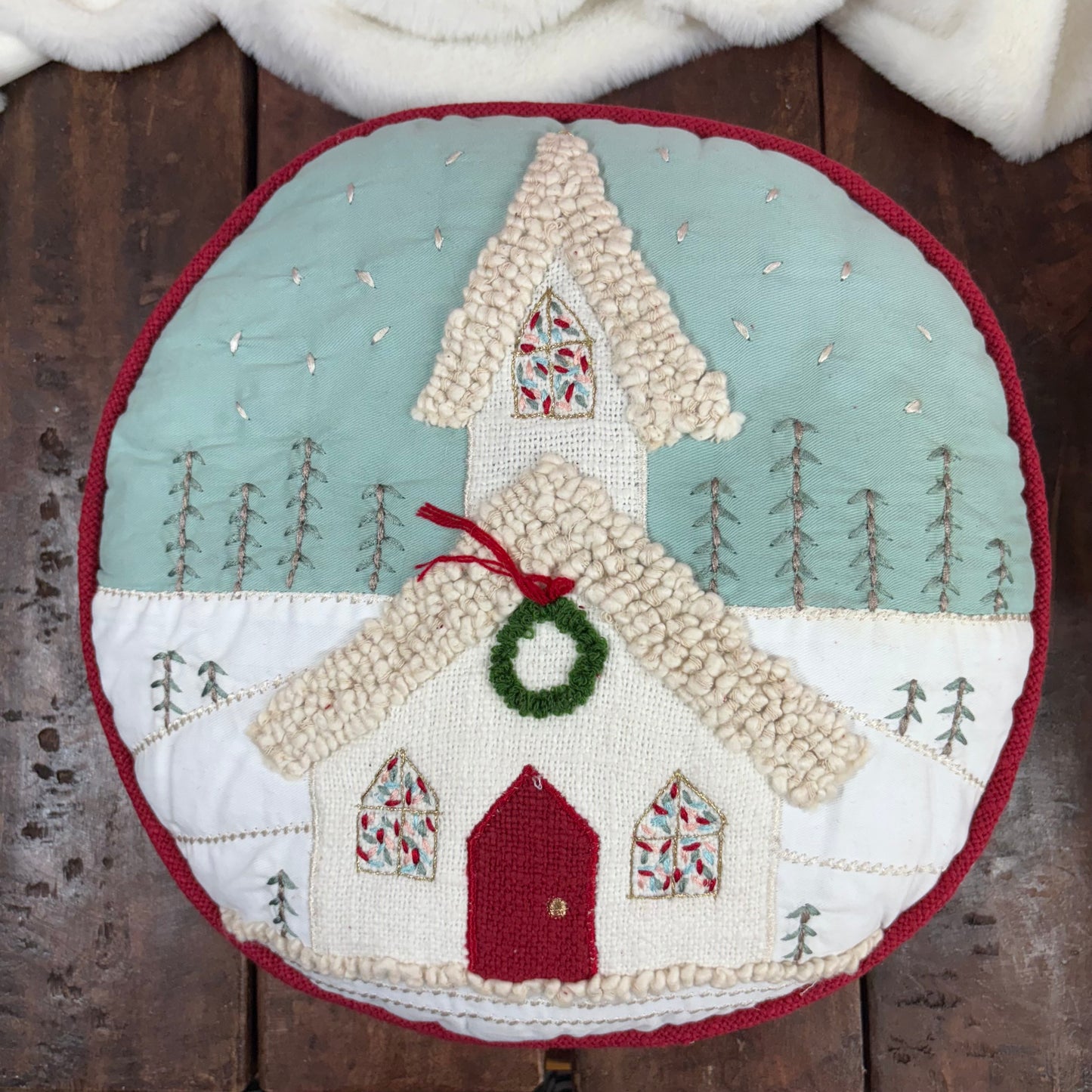 Round Christmas Church Pillow - Glory Haus