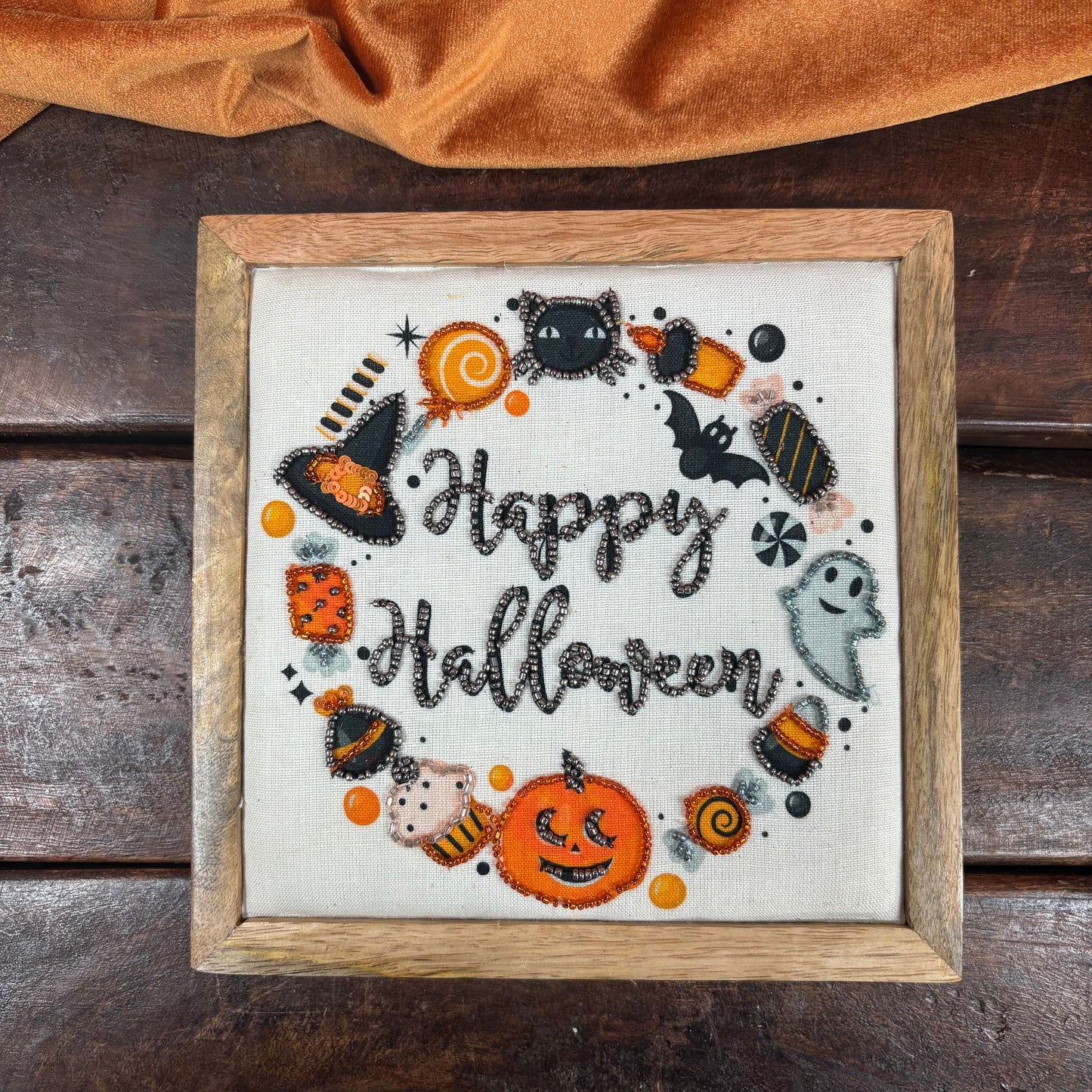 Embellished Halloween Wreath Shelf Sitter - C and F Home