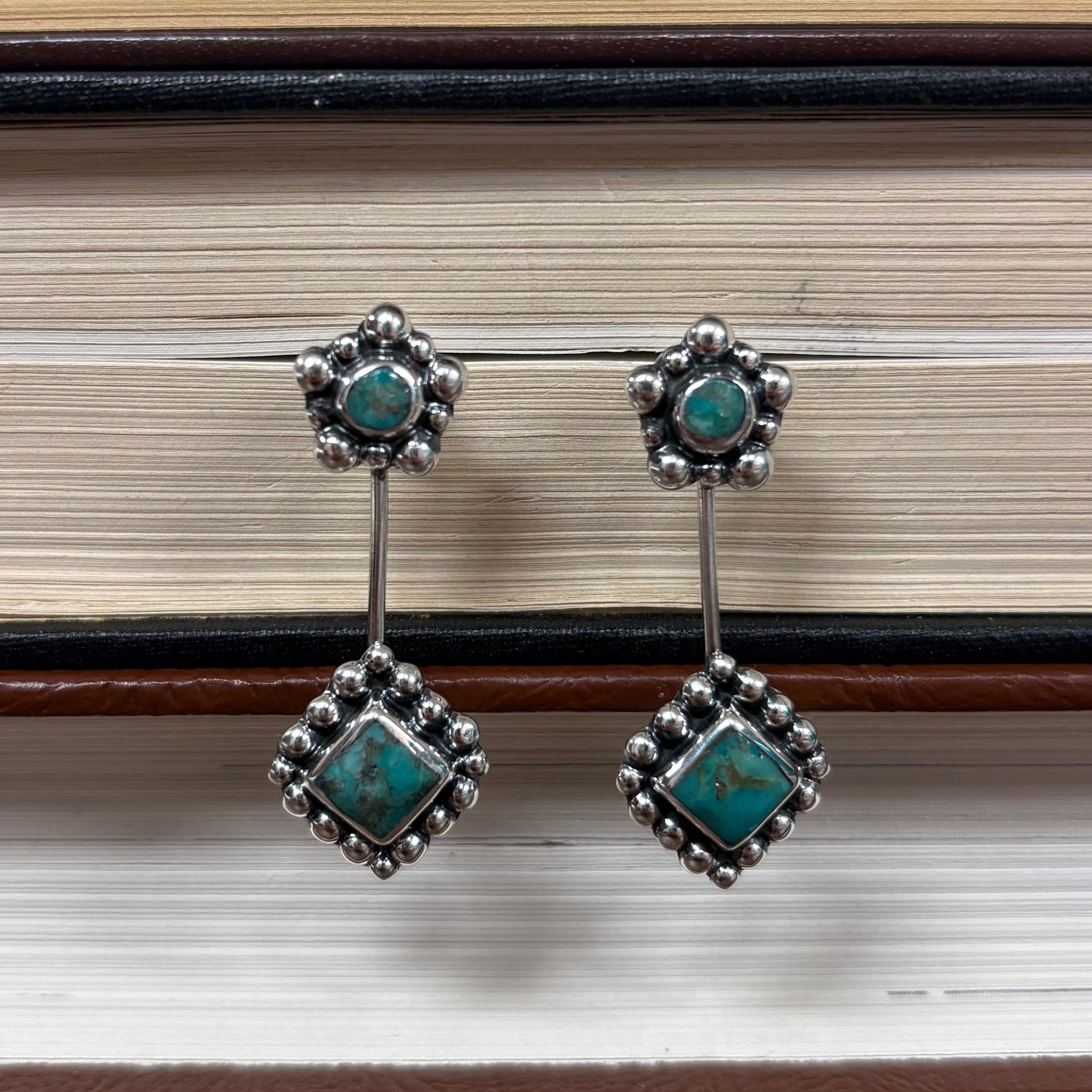 Diamond Turquoise Multi Ball Post Earrings - Boho Sol
