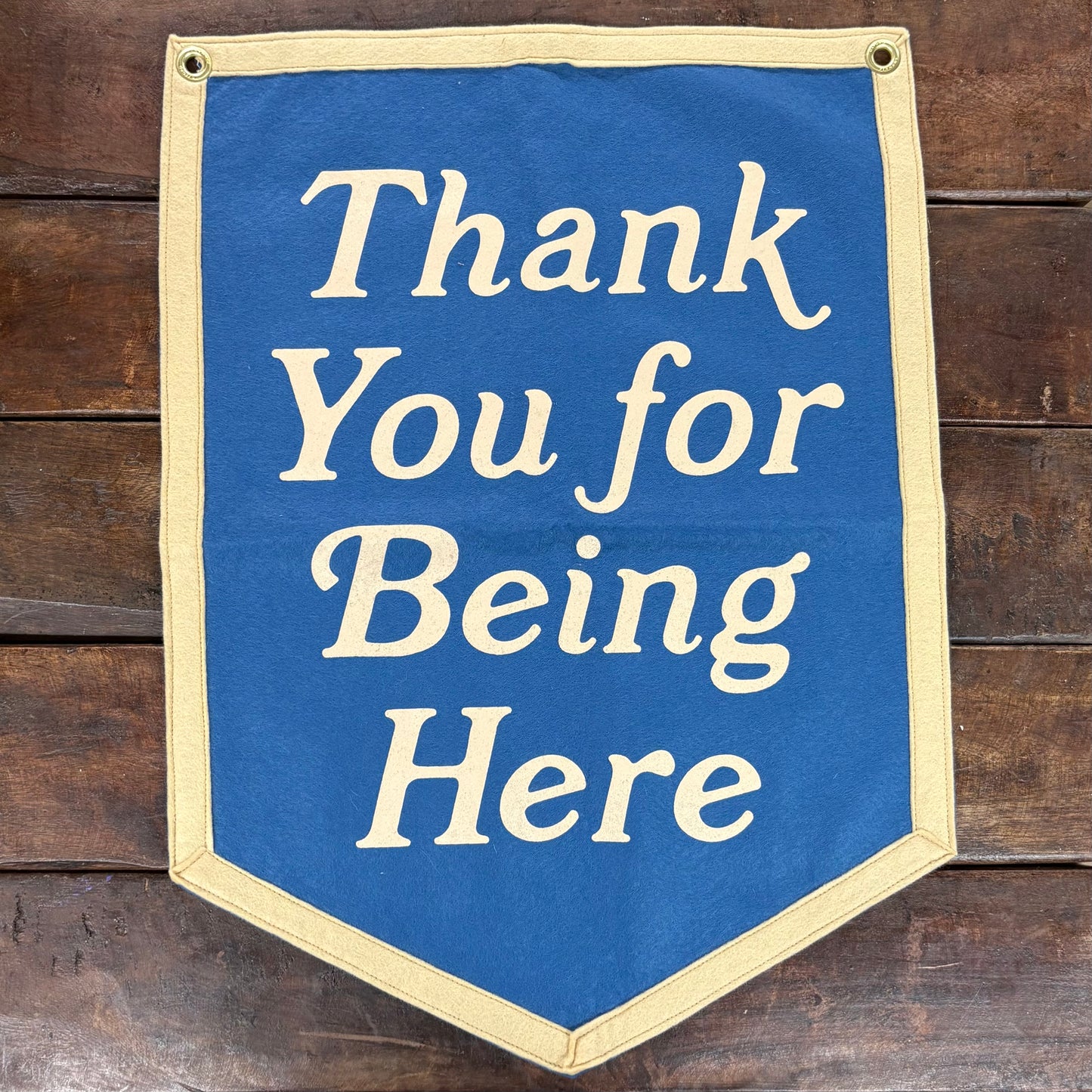 Thank You For Being Here Camp Flag - Oxford Pennant