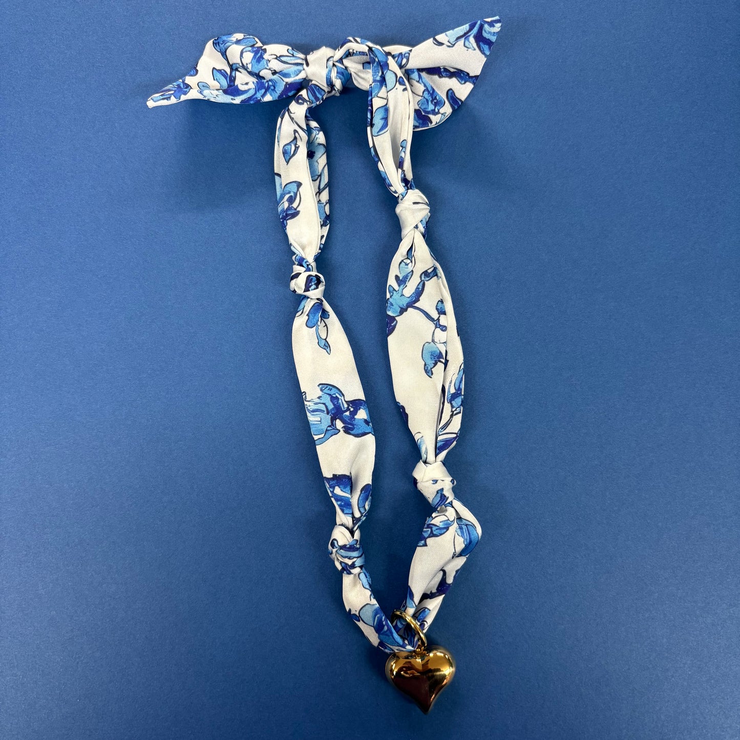 Blue Scarf Necklace With Charm - Girlie Girl Originals