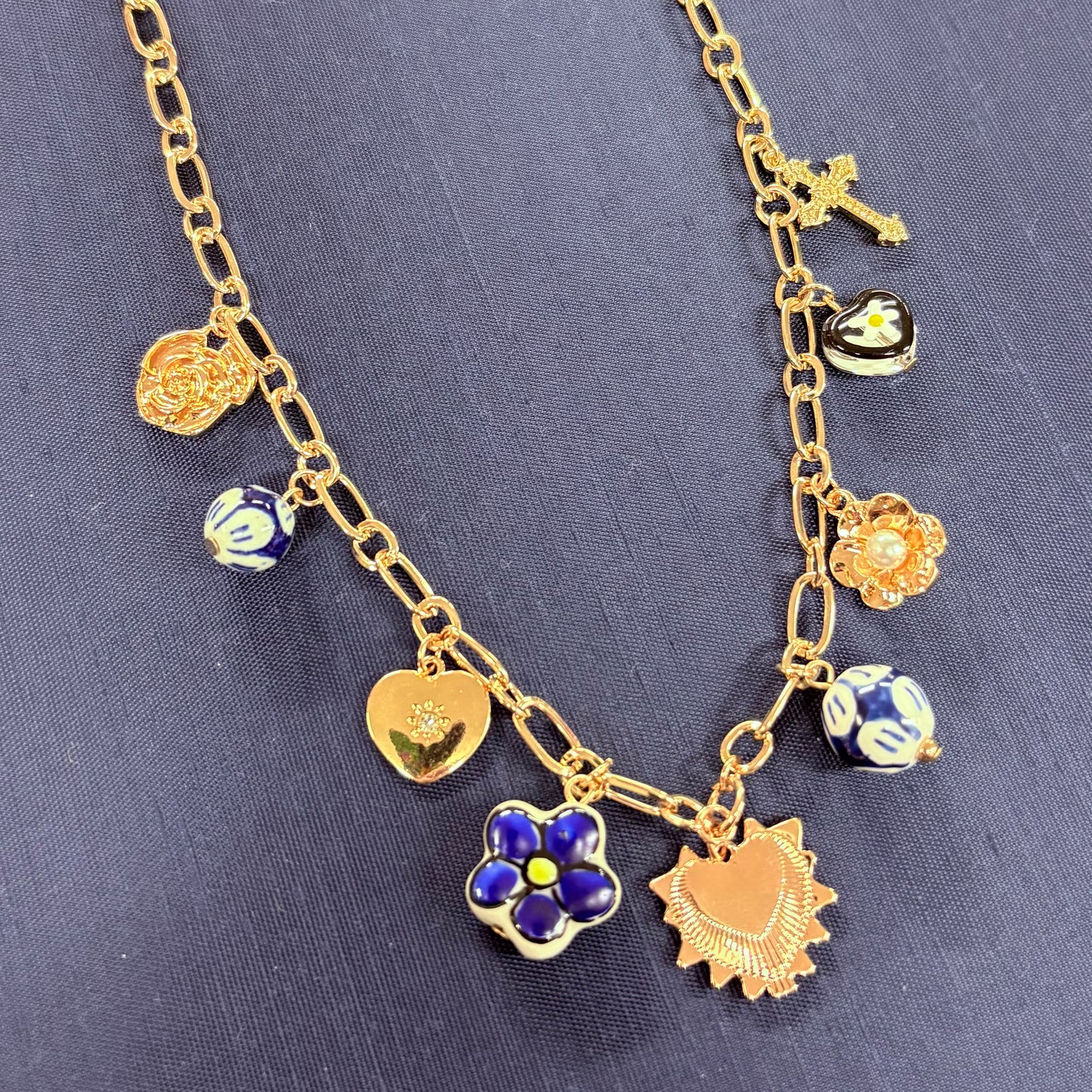 Porcelain and Pearl Charm Necklace - JOSSLYN
