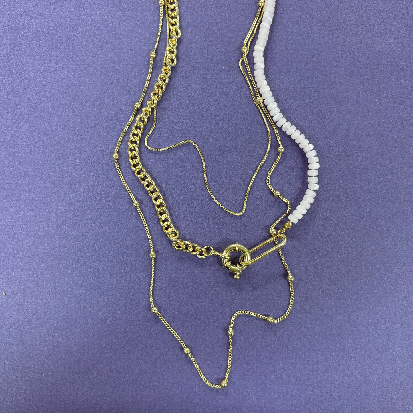 Lavender Bead Toggle Multi Layer Necklace - JOSSLYN