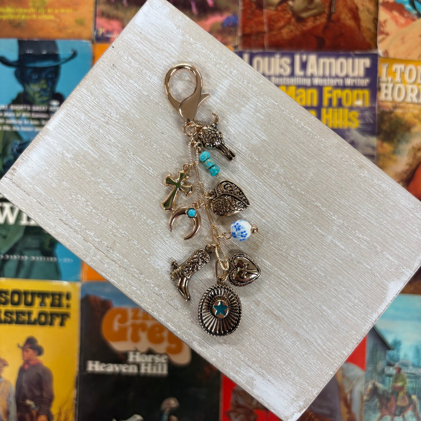 Western Gold And Turquoise Bag Charm - JOSSLYN