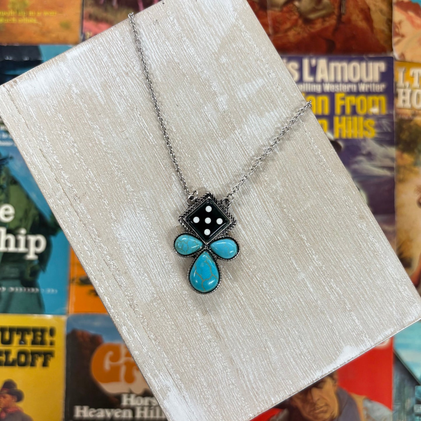 Western Turquoise Dice Necklace - Sophia Collection