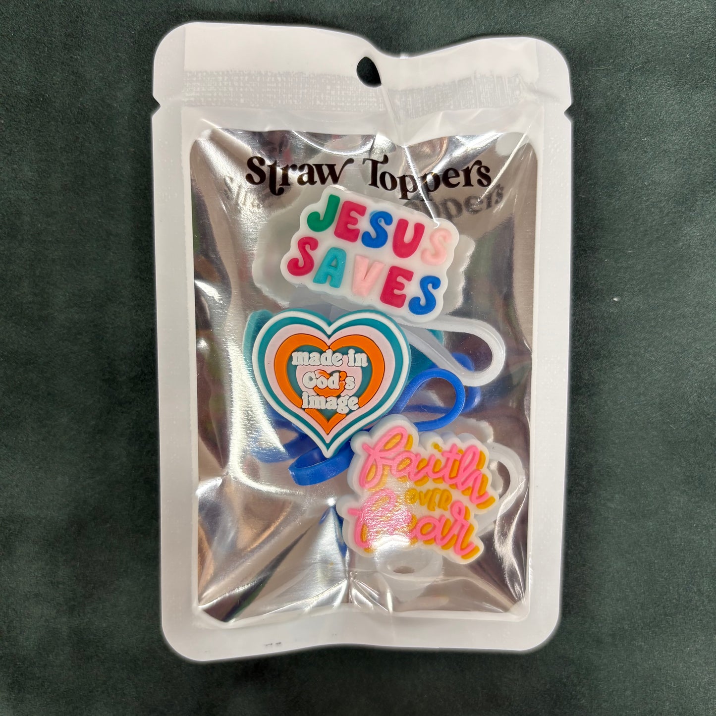 Jesus Saves Straw Toppers