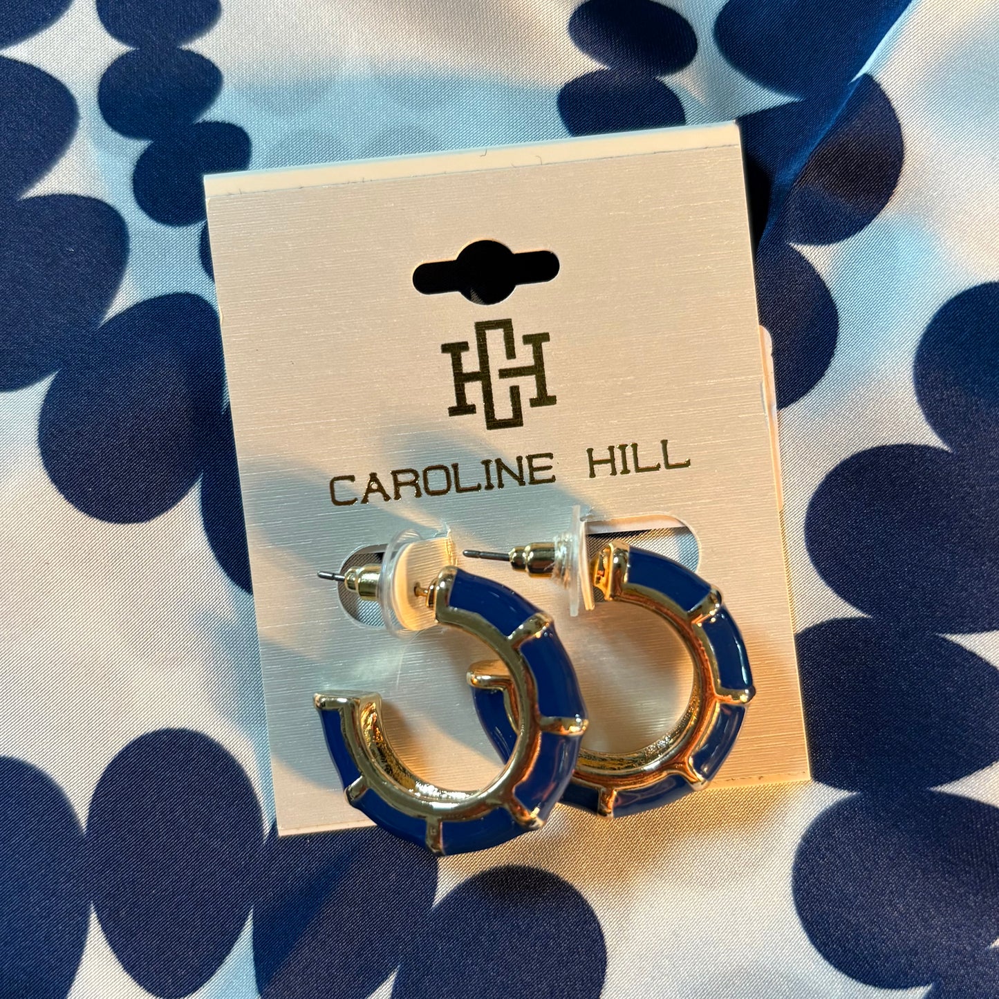 Britt Bamboo Enamel Hoop Earrings - Caroline Hill