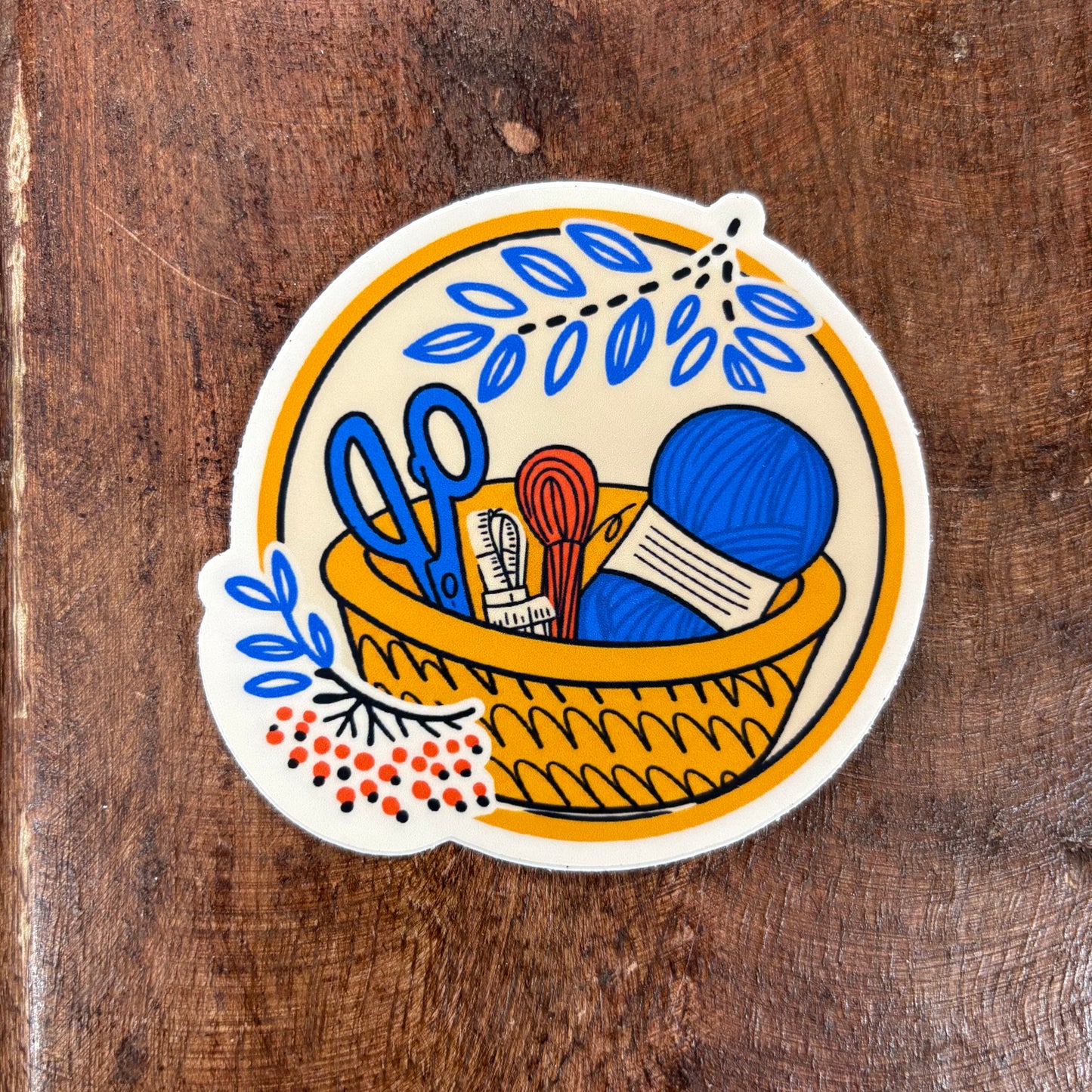 Knitting Basket Sticker - Inviting Affairs Paperie