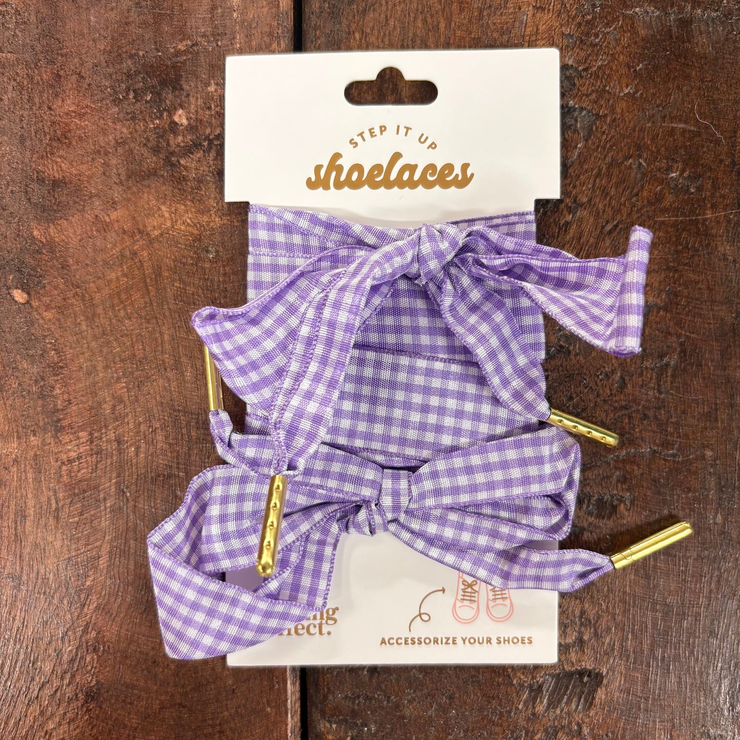 Step Up Shoelaces Purple Gingham - The Darling Effect