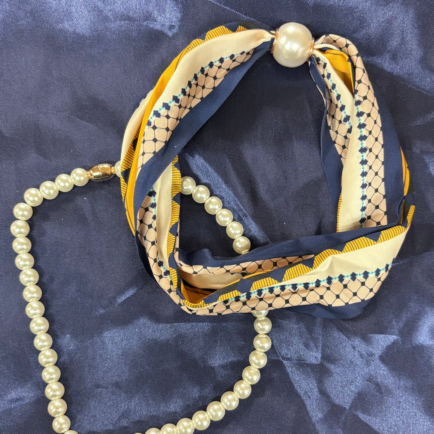 Printed Scarf and Pearl Necklace - Sensibling Corp.