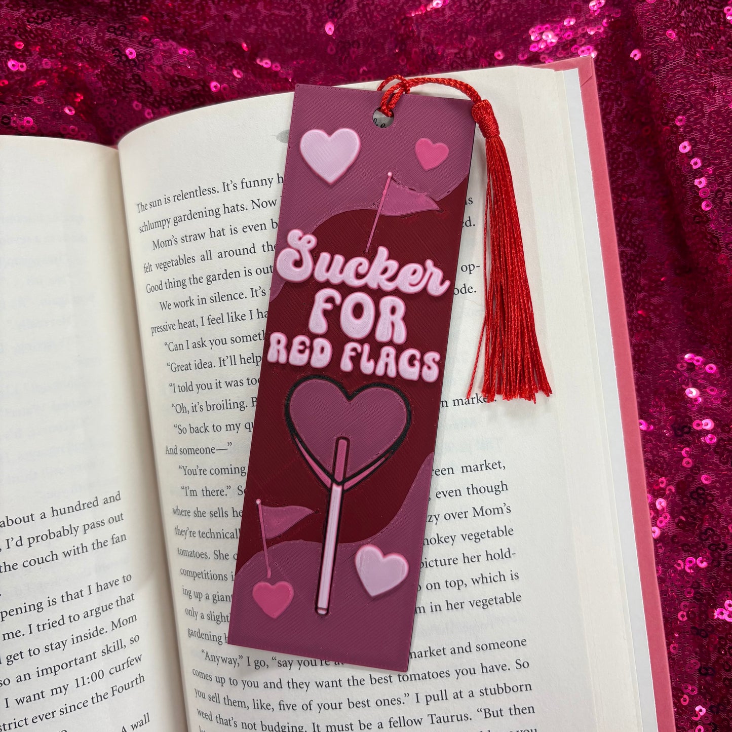 Sucker For Red Flags Bookmark - Twisted Layers