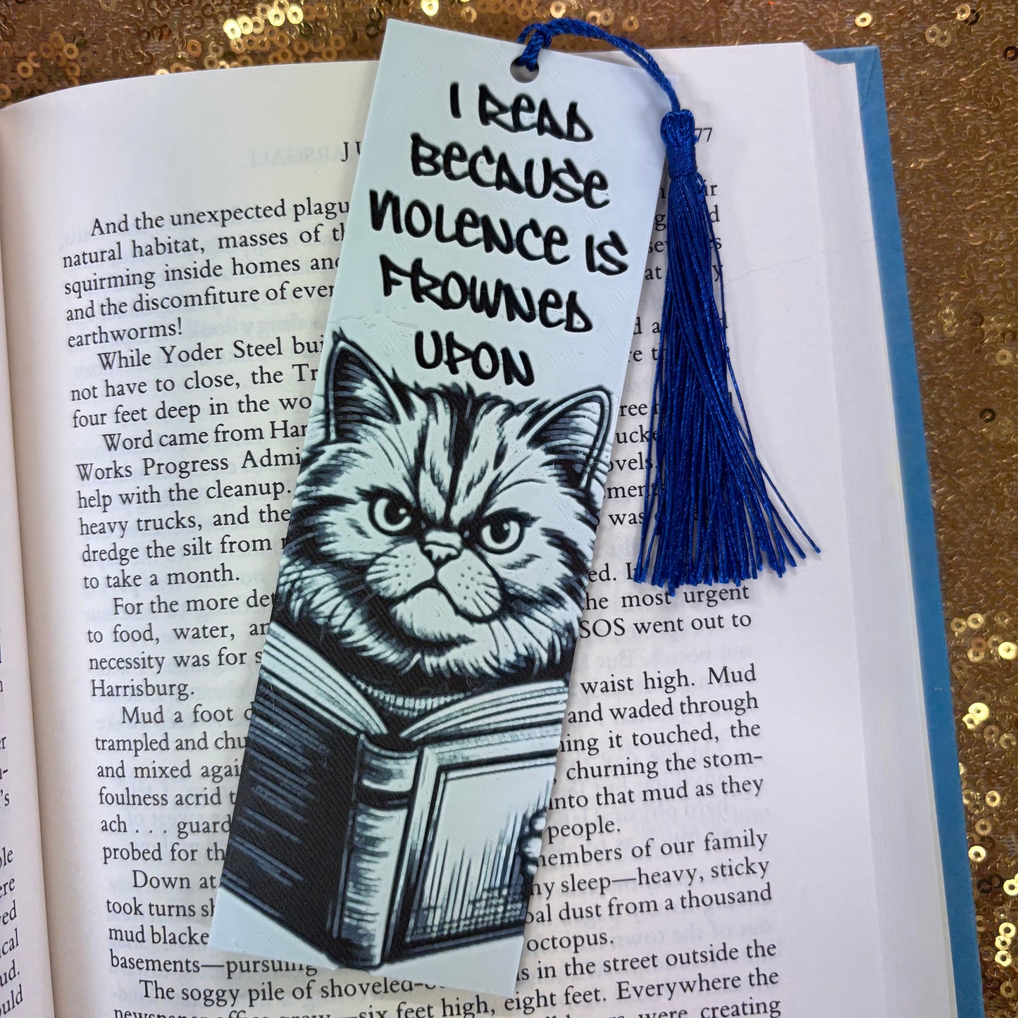 I Read Because Violence Is Frowned Upon Bookmark - Twisted Layers