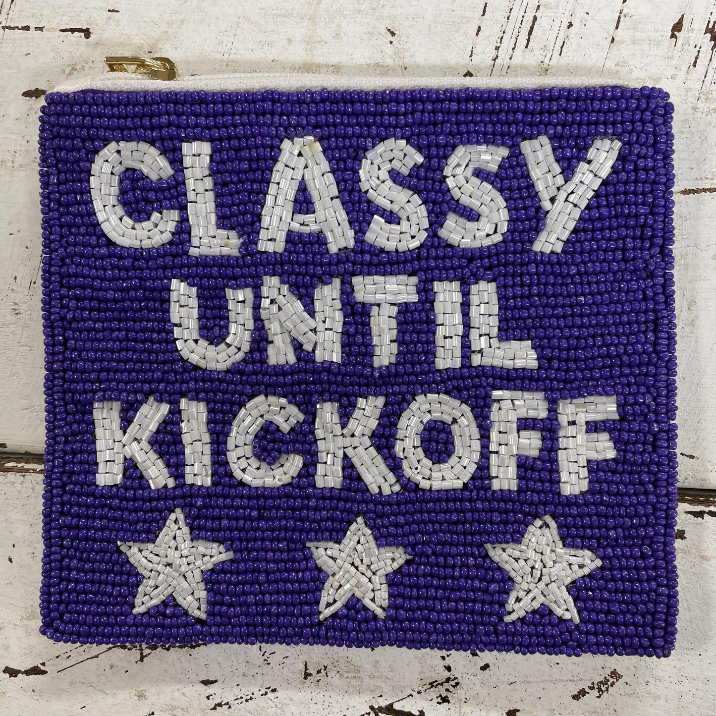 Classy Until Kickoff Beaded Coin Purse