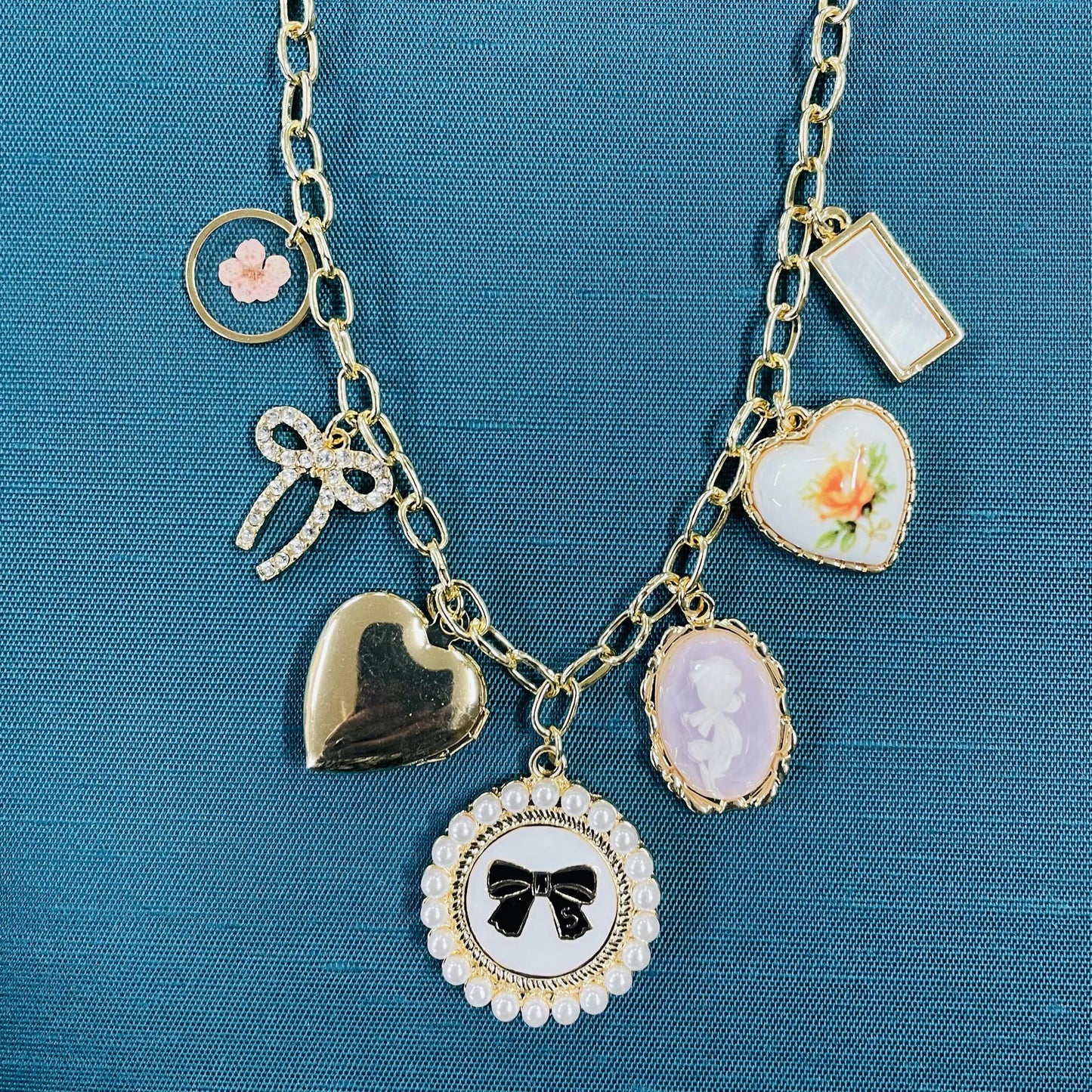 Black Bow Pearl Charm Necklace - LBF